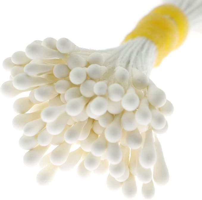 Artificial Pearlized Floral Stamen 400 PCS Matte Milky White Flower Making
