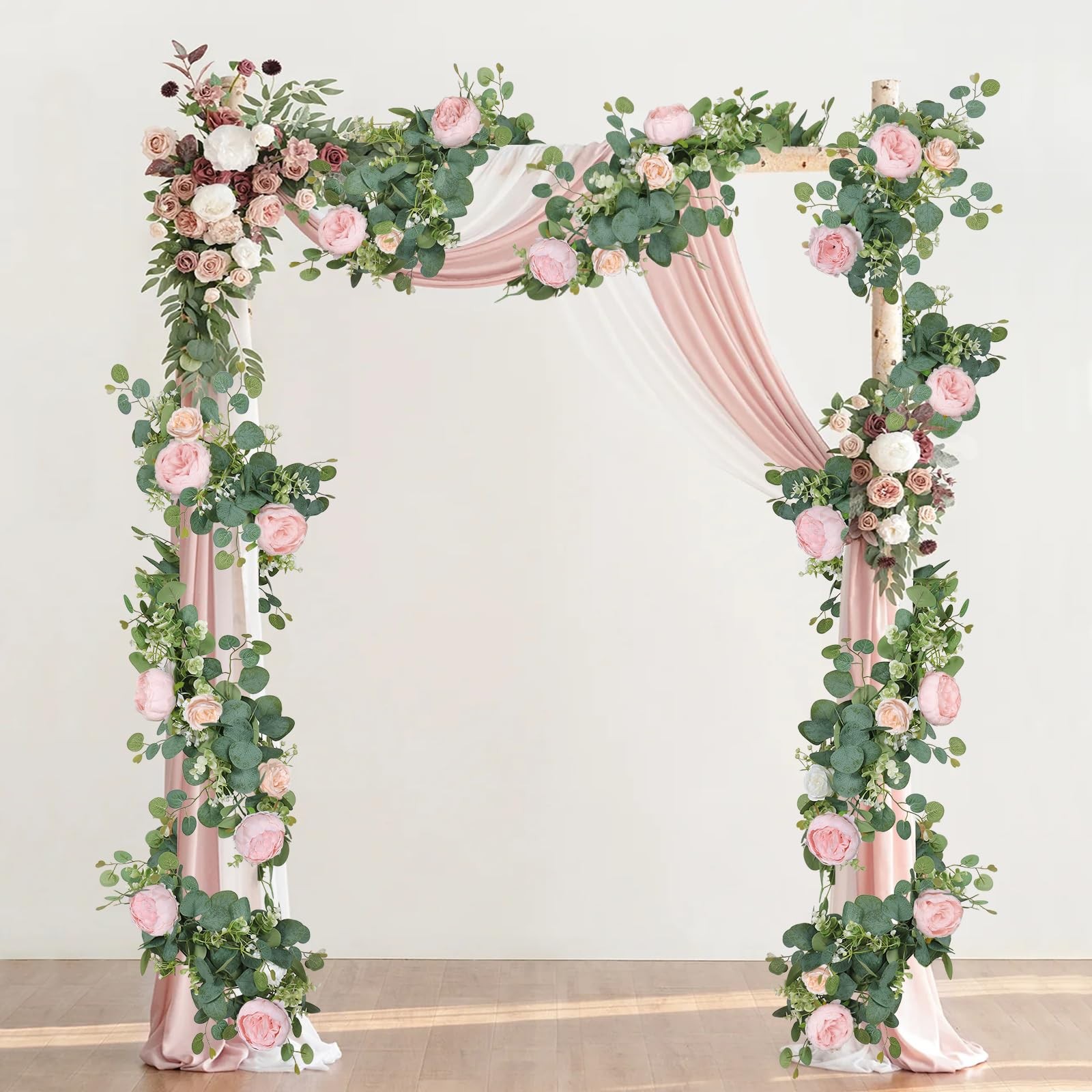 2 Pack 13FT Flower Garland, Artificial Rose Vine Fake Flower Garland Silk Ros…