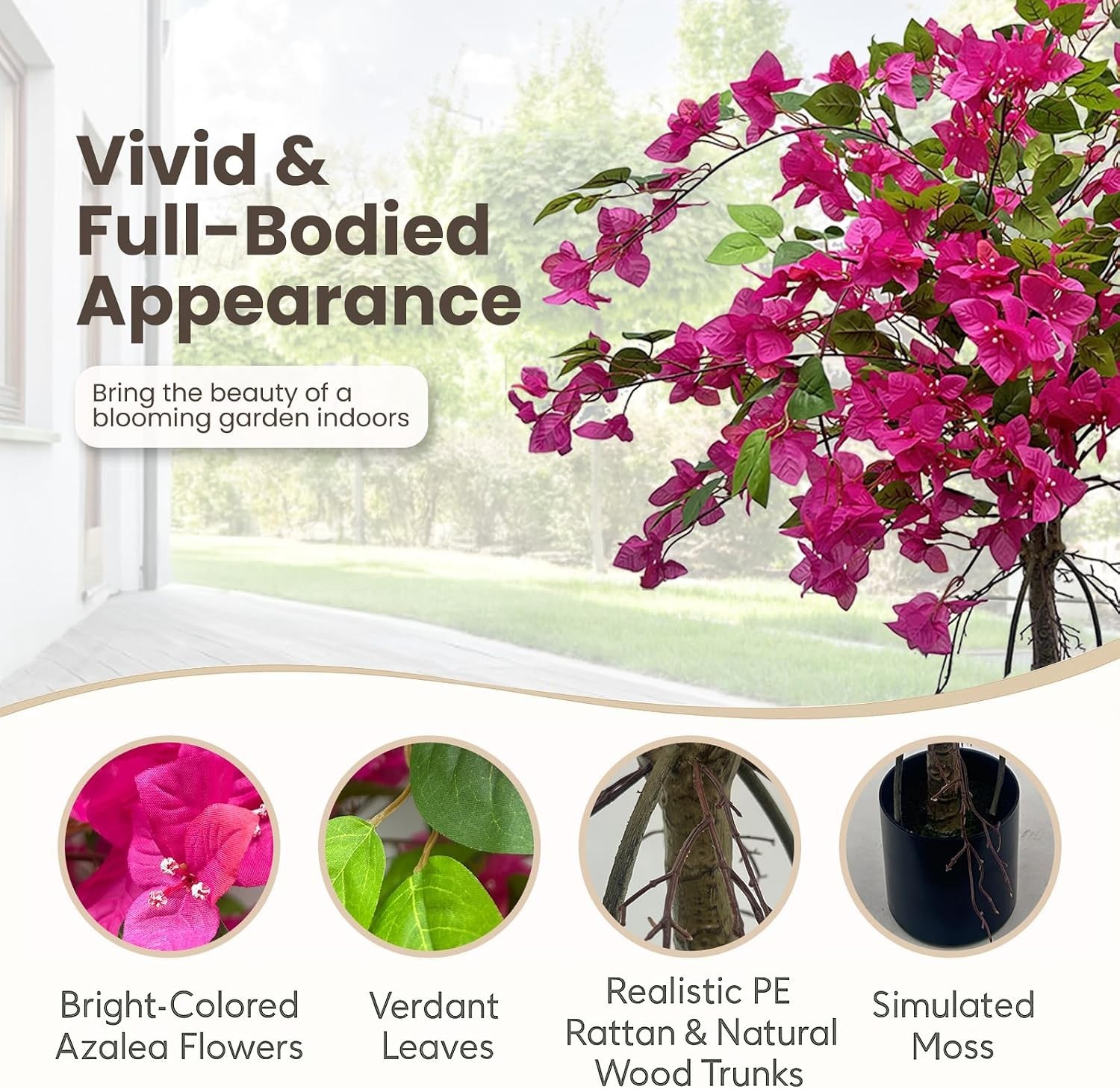 3FT Artificial Bougainvillea Tree – Realistic Faux Bougainvillea Tree with Pi…