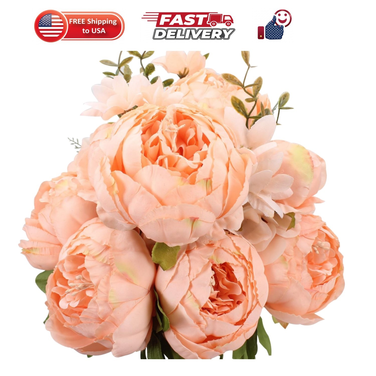 Springs Flowers Artificial Silk Peony Bouquets Wedding Home Decoration,Pack o…