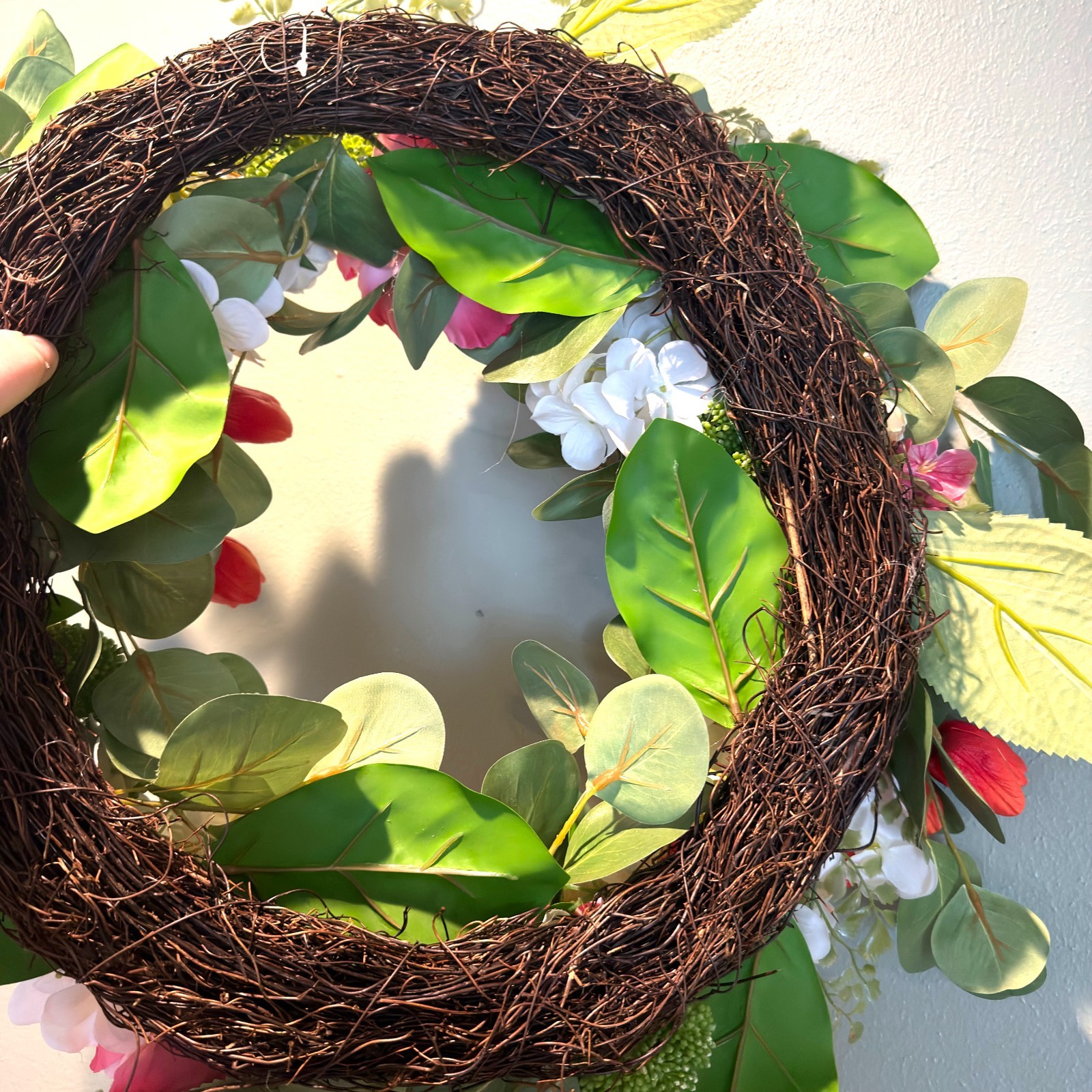 Peony Tulip Wreath Spring Flower Front Door Pink White Green Moss Floral Easter