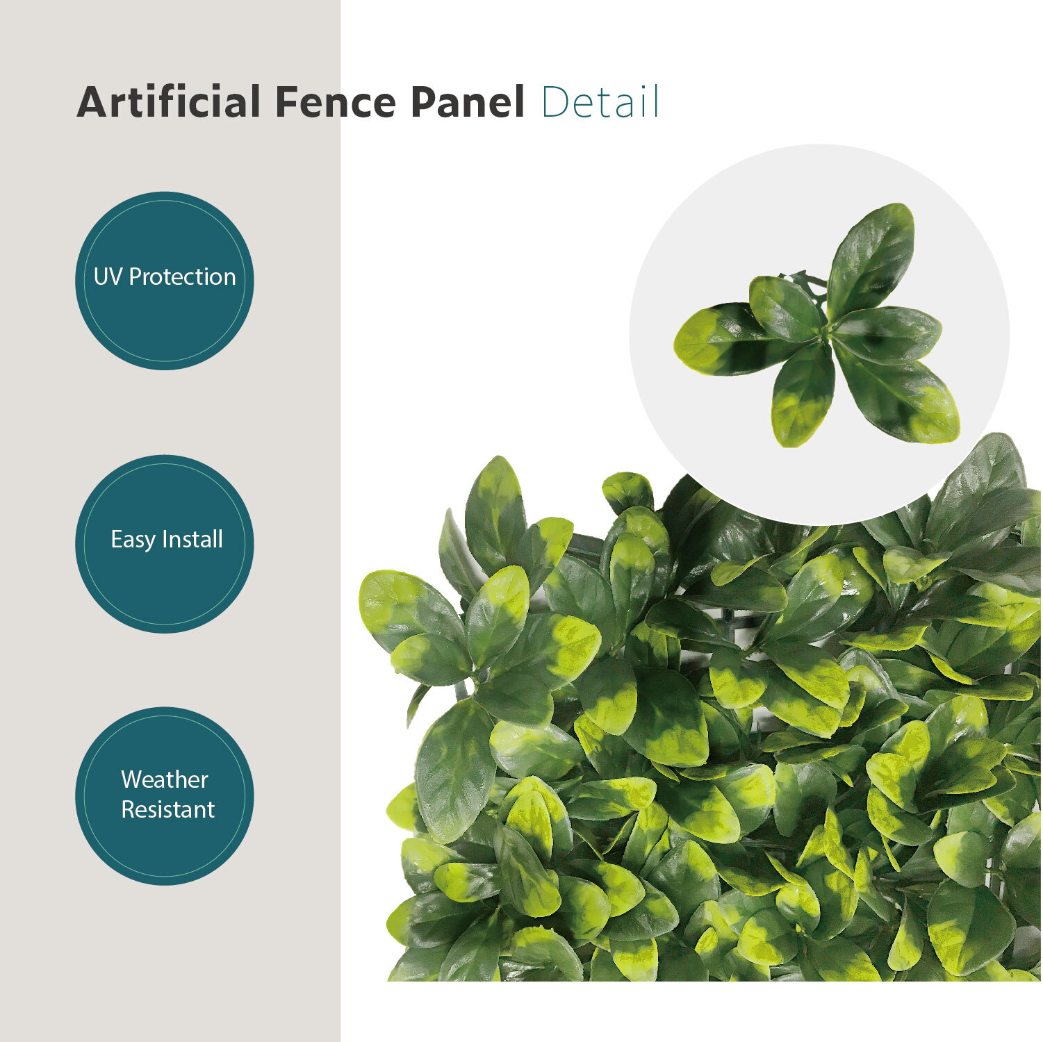 20”x20″ Artificial Ficus Leaf Mat Wall Hedge Decor Privacy Fence Panel Grass