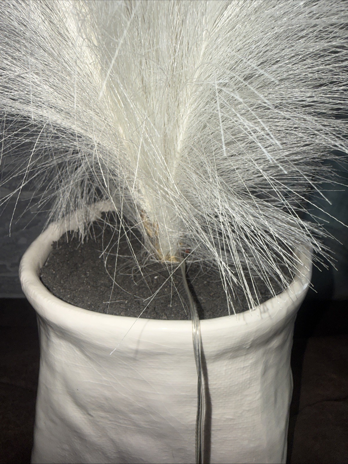 27″ White Faux Pampas Grass Decor , takes 3 AA Batteries Not Included