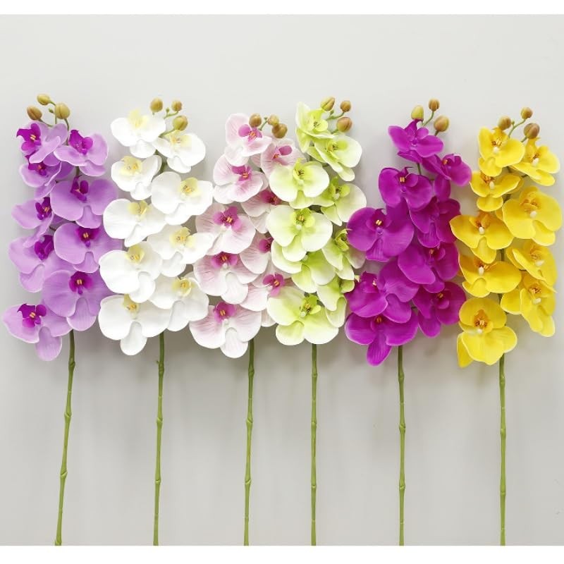 2 Pcs Orchid Stems 38″ Artificial Flowers Real Touch Latex Faux Phalaenopsis …