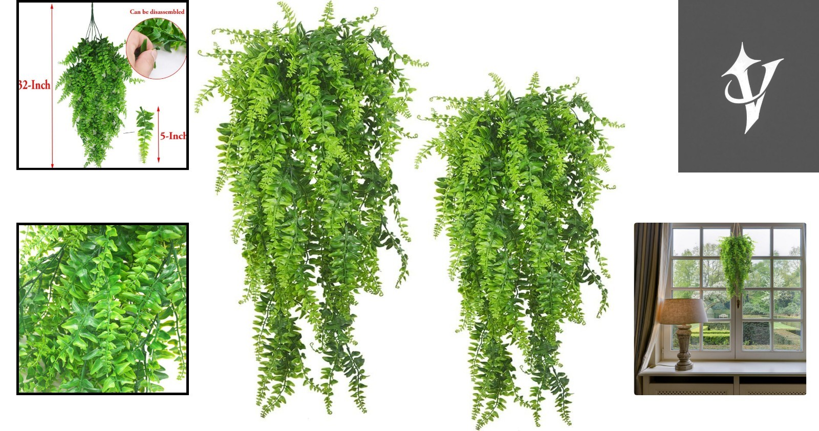 Maintenance-Free Fake Hanging Ferns – Realistic Greenery for Indoor & Outdoor