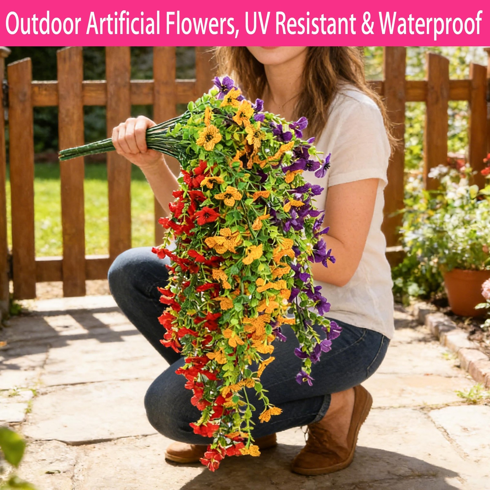6 Pcs Artificial Hanging Flowers for Outdoor Indoor Garden Home Decoration, N…