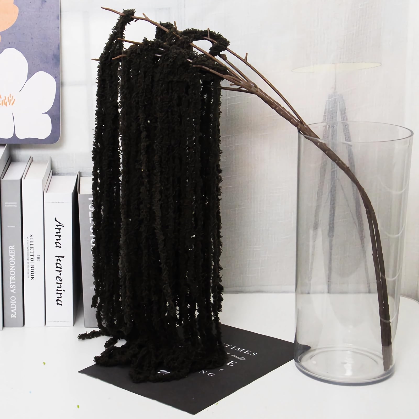 4pcs Artificial Yarn Amaranthus 22″ Faux Yarn Lover Tears Fake Hanging Black …