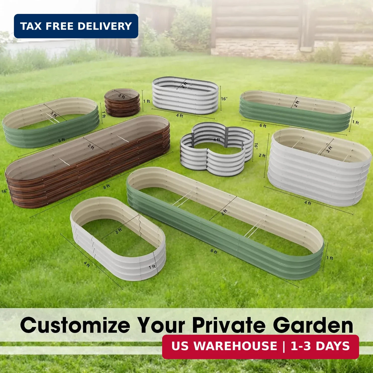 2x2x1ft Round Galvanized Raised Garden Bed Outdoor Metal Planter Box Raised Beds