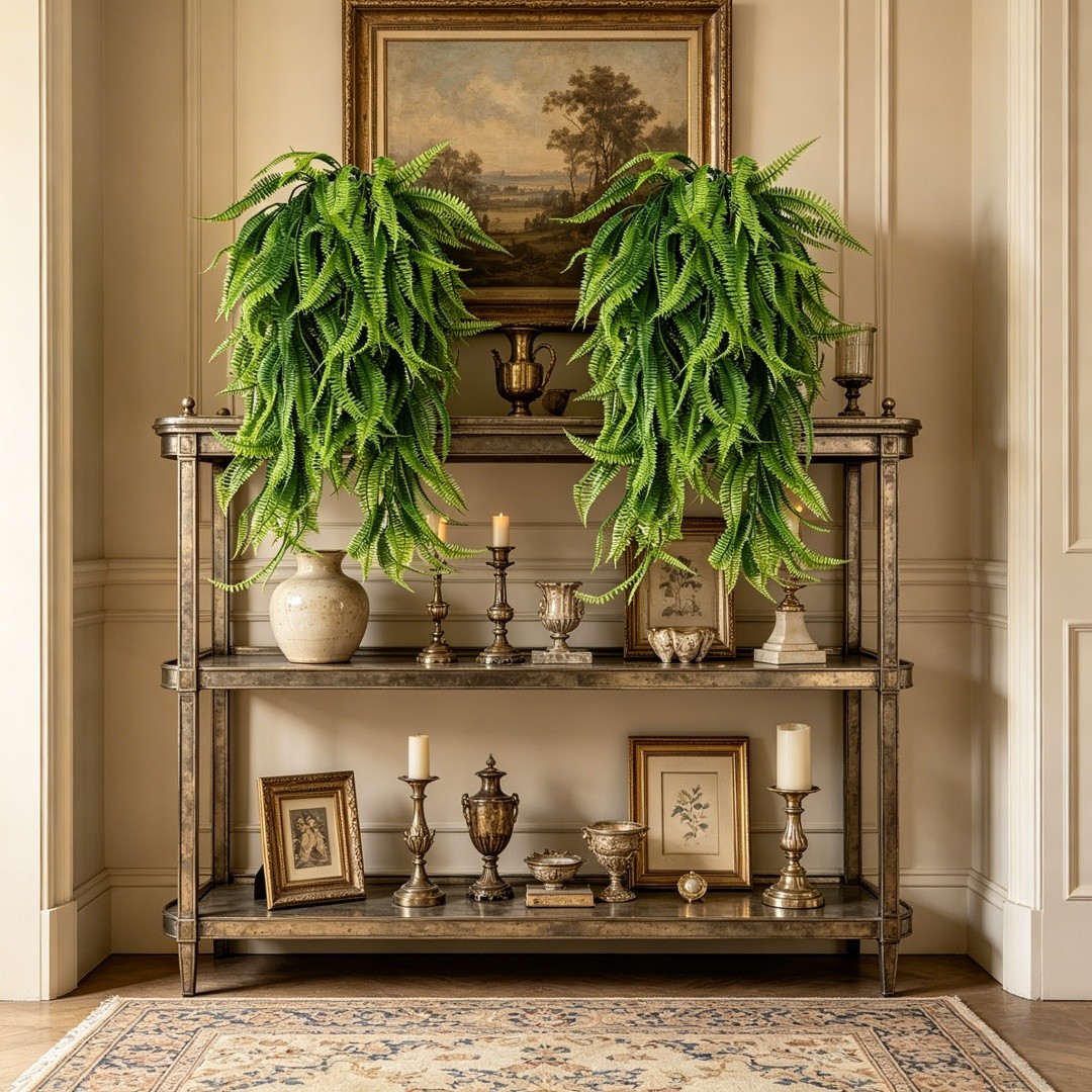 2Pc Artificial Hanging Plant Flower Fake Fern Garland Outdoor Home Wedding Decor