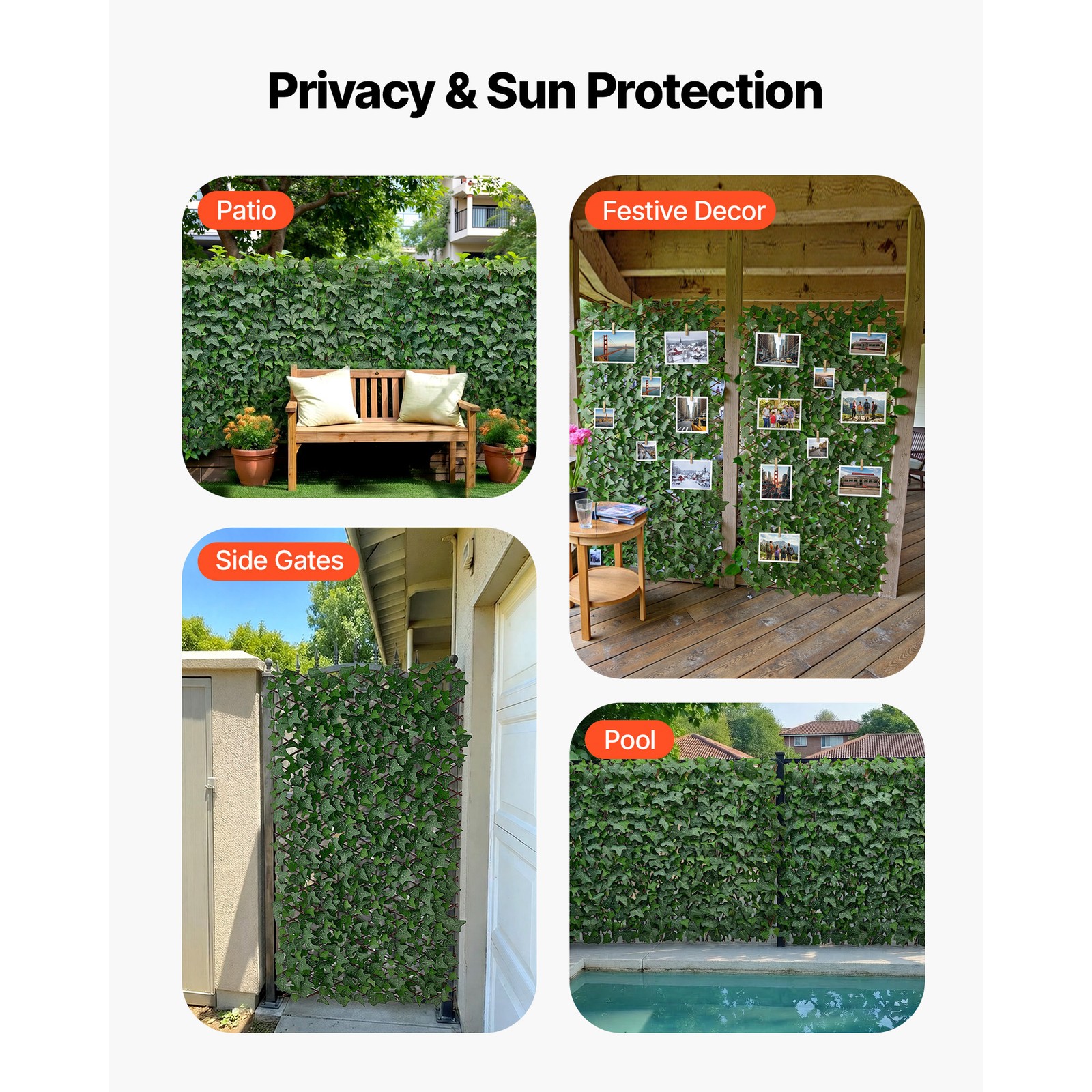 Uimoso Expandable Privacy Fence Screen 25×126 in Artificial Plant Wall for Patio