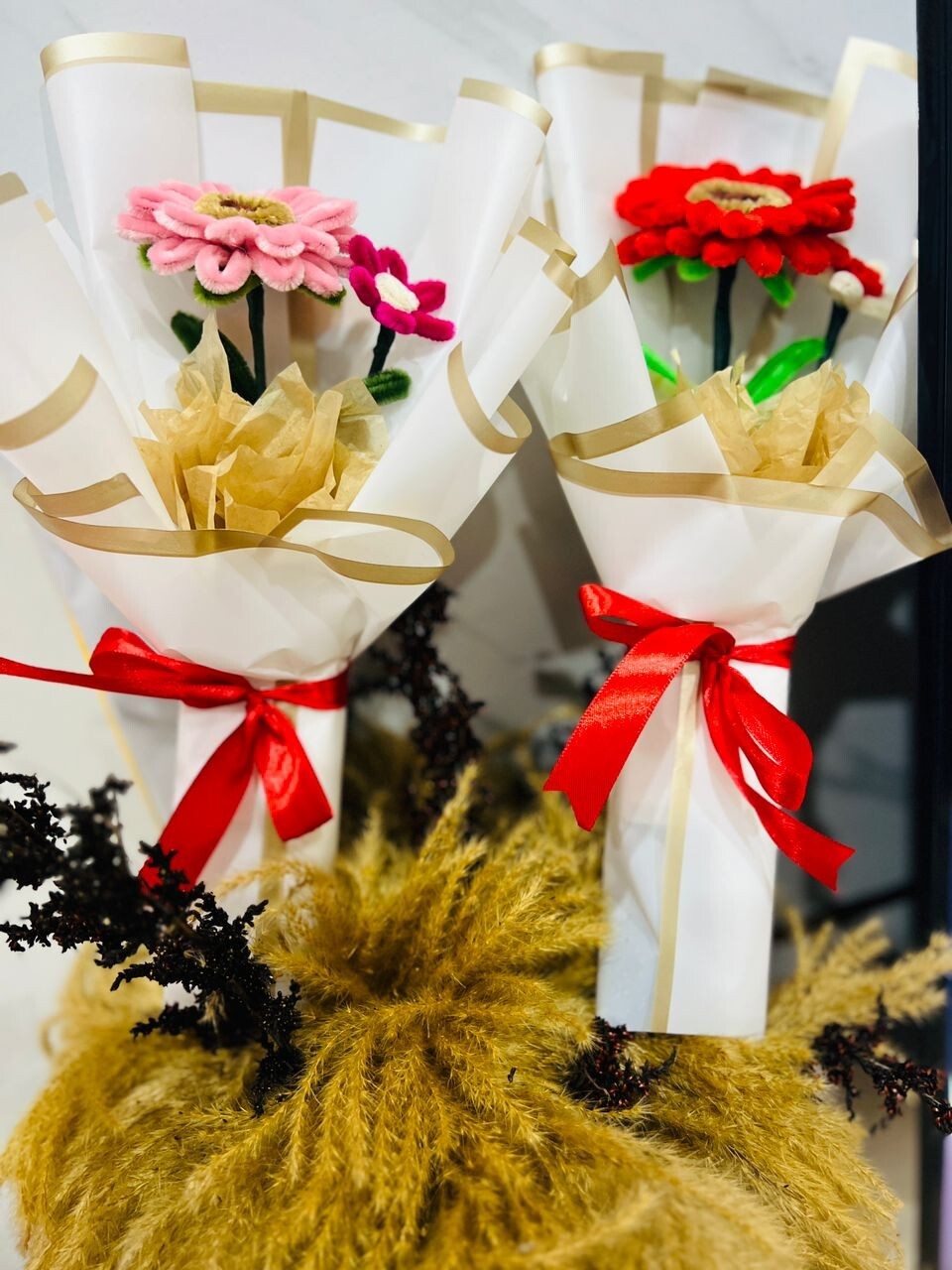 CUSTOMIZED HANDMADE Crocket flower bouquet bear gift surprise HOT SELL