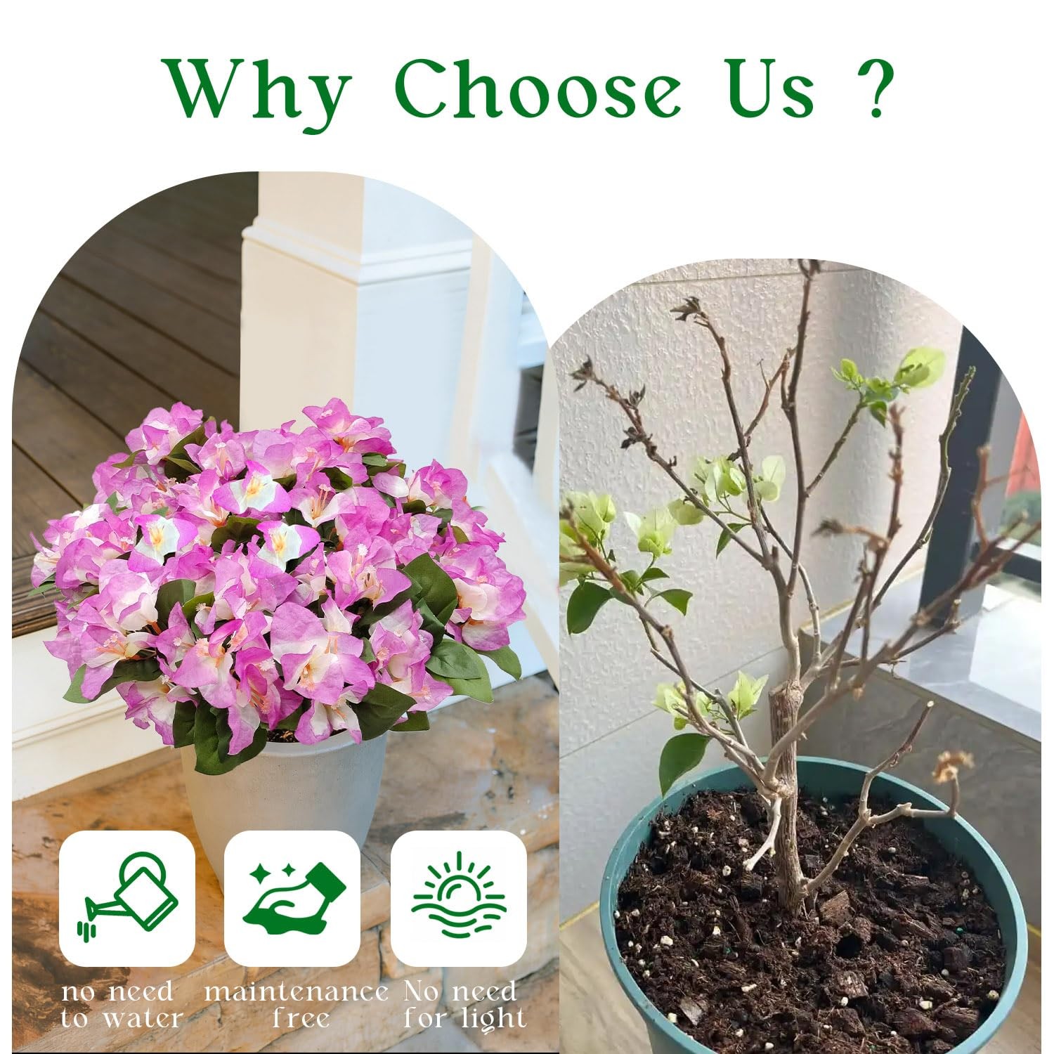 8 Bundles Artificial Flowers for Outdoors UV Resistant Fake Bougainvillea Sil…