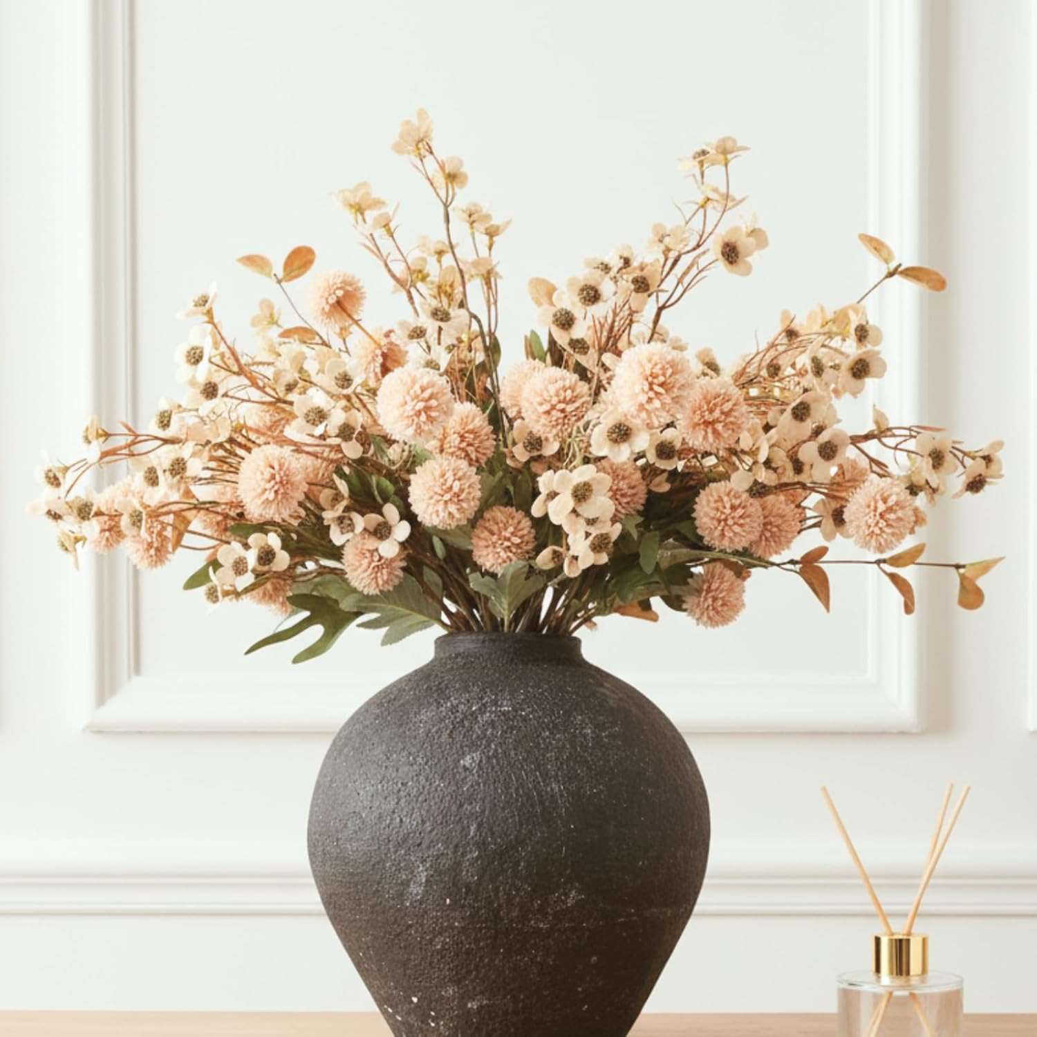 Beige Silk Flower Arrangements Home Decor, Large Floral Centerpieces for Tables,
