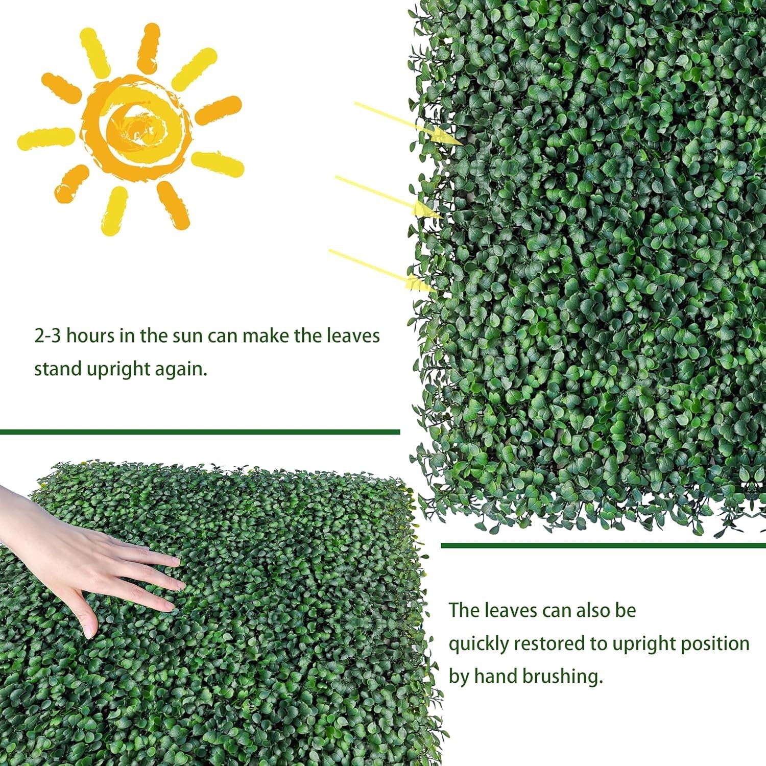 Artificial Greenery Grass Wall Panel, 10×10 Inch 6-Pack (4.2 sqft), UV-Anti F…