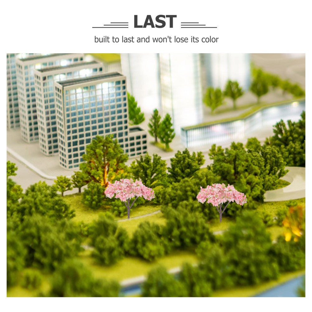 10Pcs Reusable Miniature Pink Cherry Blossom Trees Plastic Simulation Tree Model