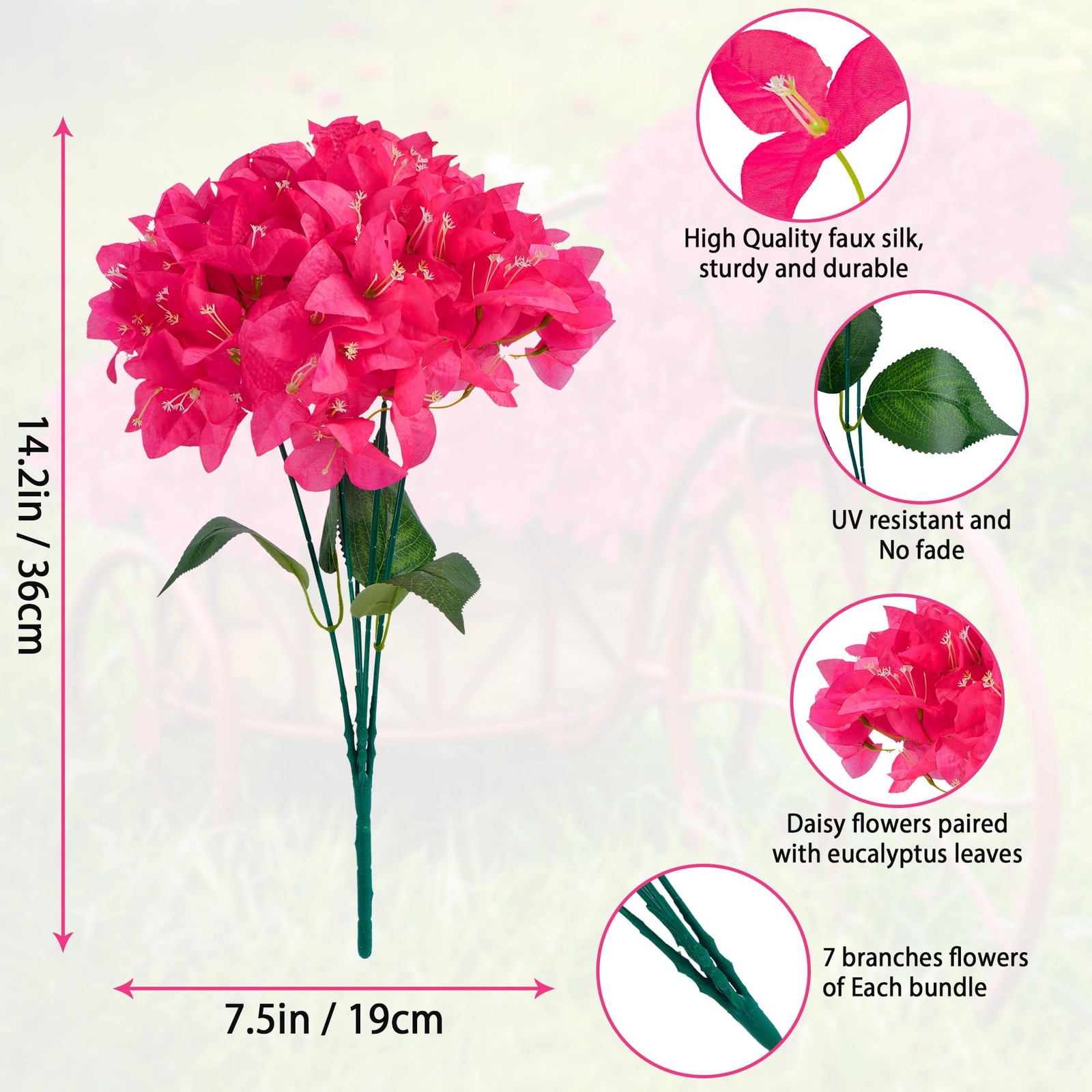 Artificial Outdoor Flowers Fake Bougainvillea Plants for Spring Summer Decora…