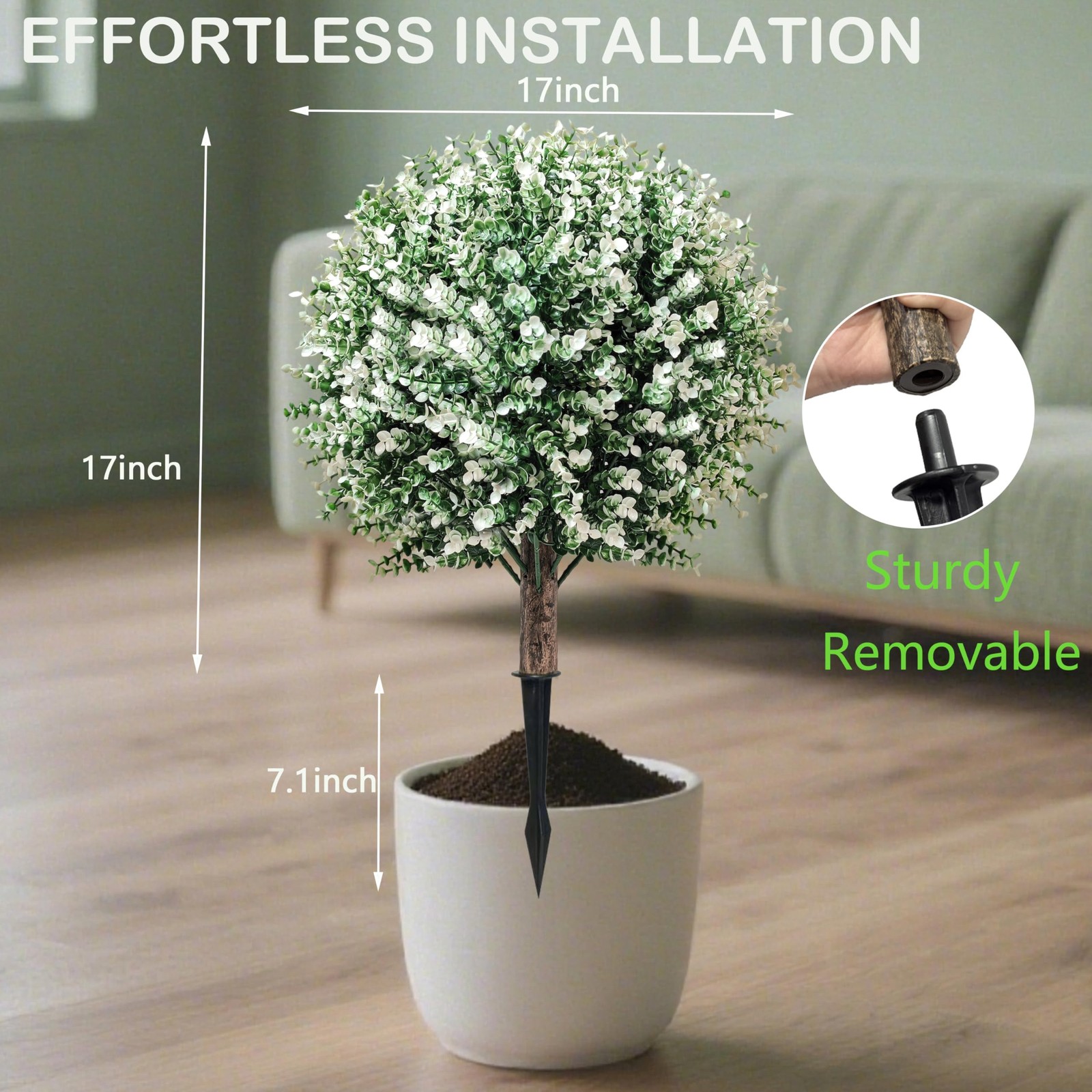 2PCS Artificial Boxwood Topiary Ball Tree, 24″ Artificial Plants Outdoor with…