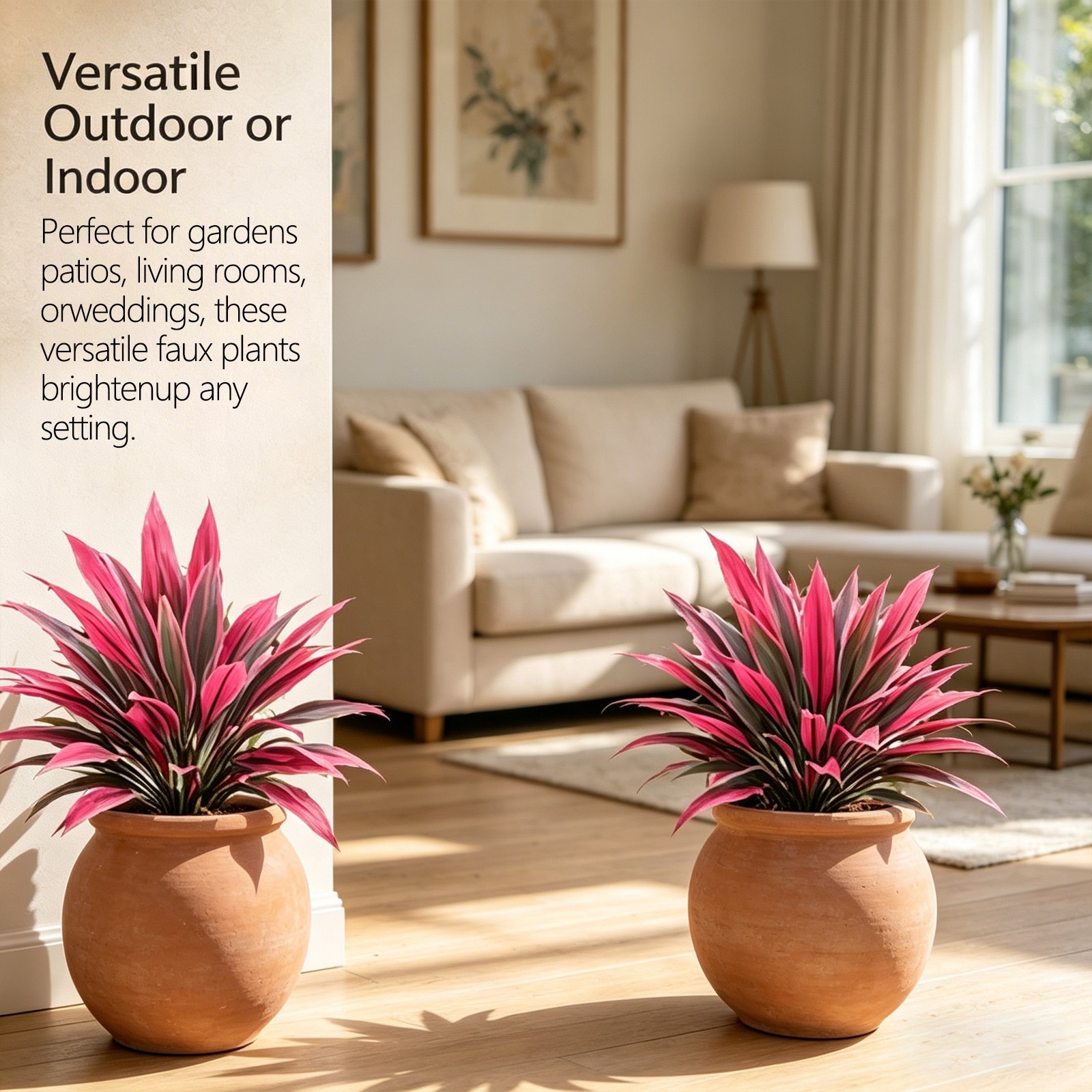 2PC UV Resistant Artificial Boston Fern & Dragon’s Blood Tree, Home Garden Decor