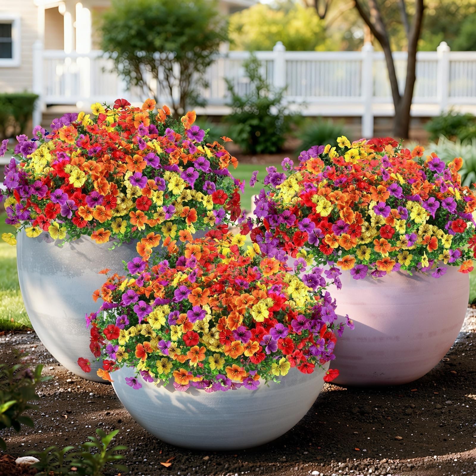 Artificial Outdoor Flowers, Realistic UV Resistant Waterproof Faux Plants, Fu…