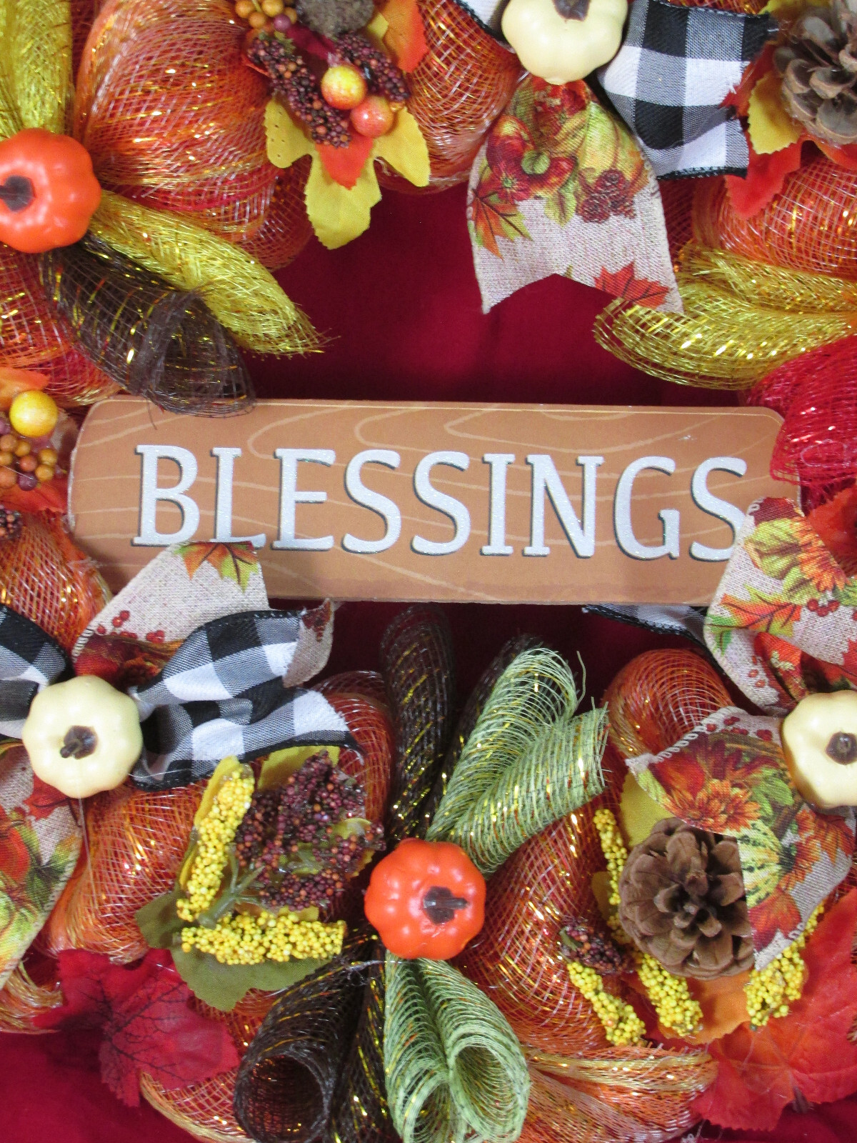 Fall Bubble Cruffle Deco Mesh Ribbon Wreath