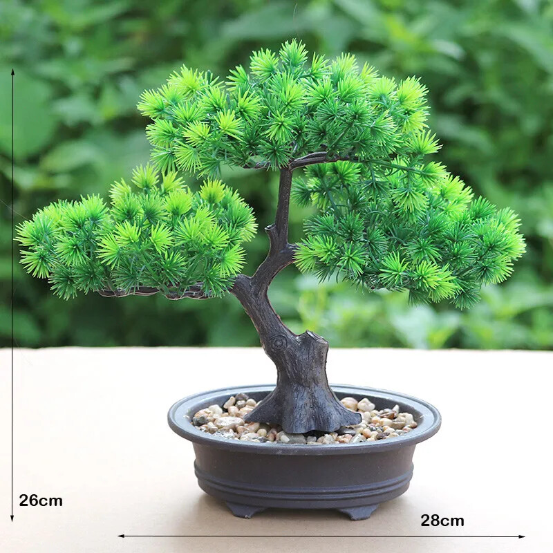 Flower Bonsai Zen Simulated Tree Pine Potted Desktop Decoration Fengshui