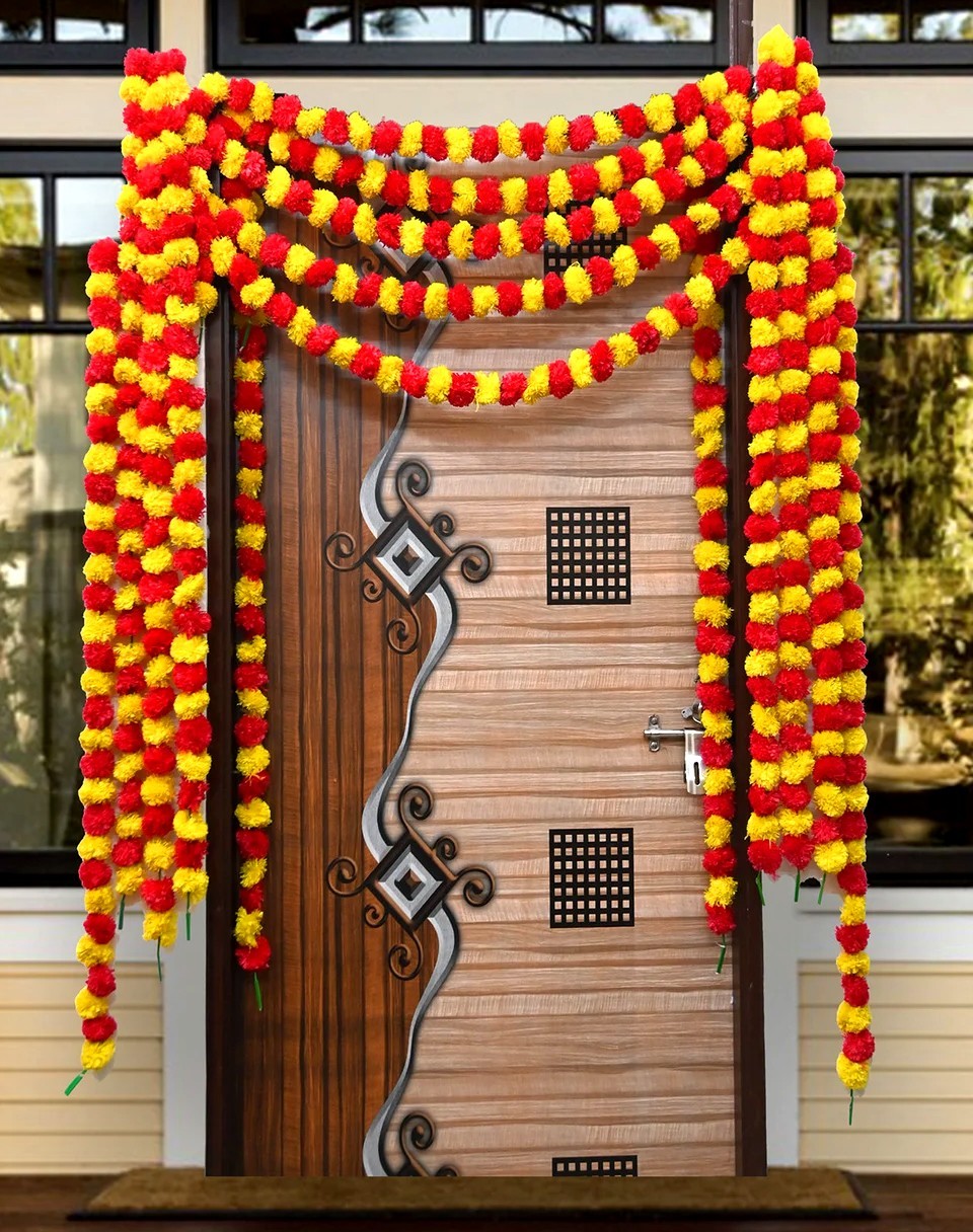 Artificial Marigold Flower Garlands Indian Wedding Event Decoration 10 Pcs