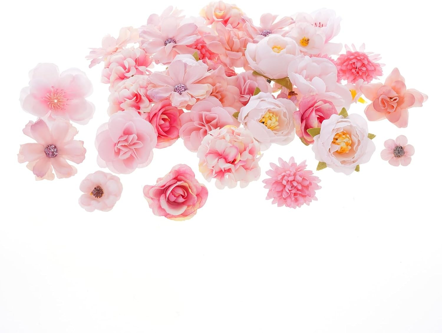 Pink Flowers Heads Mini Fake Pink Flowers Rose Daisy Faux Flowers Bulk for Craft