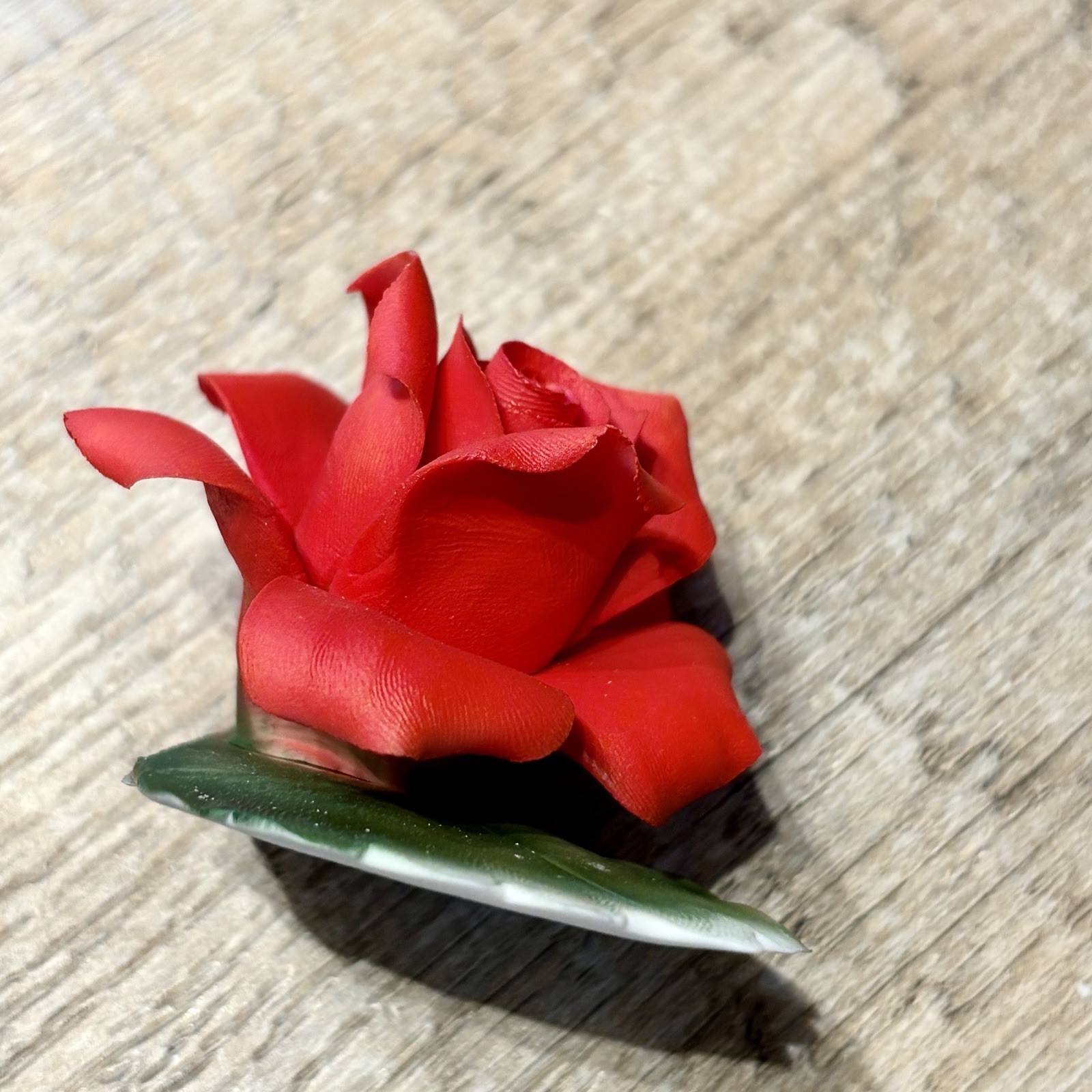 Capodimonte Italy Red Fine Porcelain Rose Flower Current Day backstamp