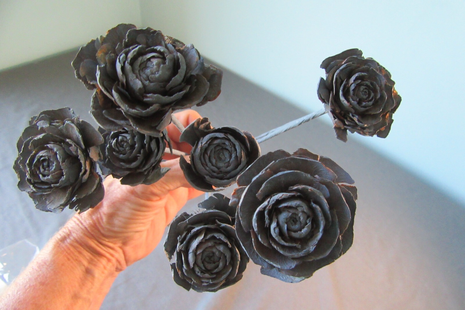 Cedar Roses Pine Cones Painted on Stems Bouquet