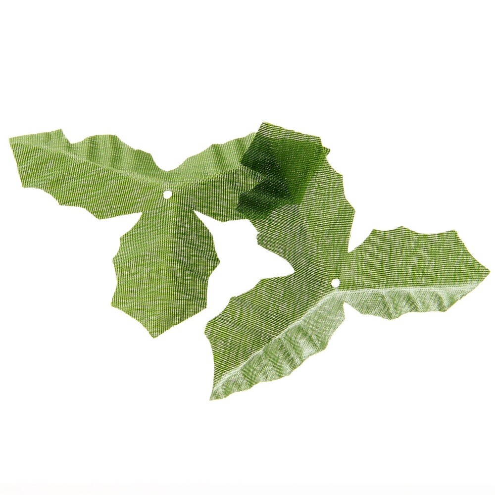 50pcs Dark Red Holly Berries + 50pcs Green Artifical Leaves 2 in 1 Home Decor