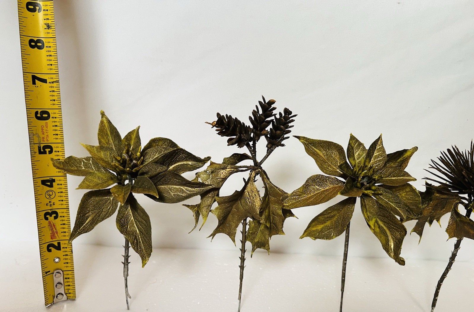 Artificial Gold vintage floral picks Set of 4