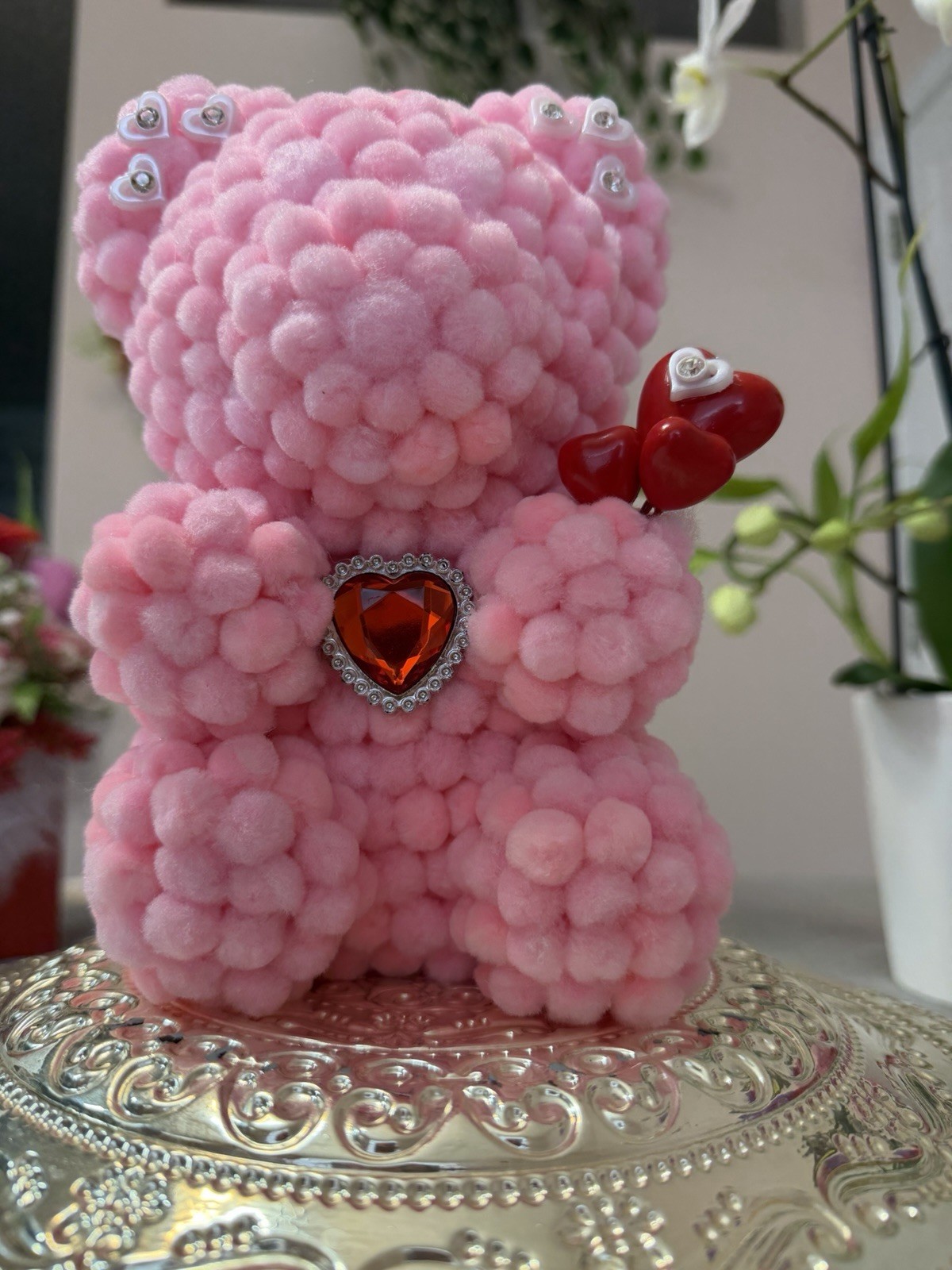 Adorable Pink Marshmallow Teddy Bear 9″-Unique Handmade Gift for Mother’s Day