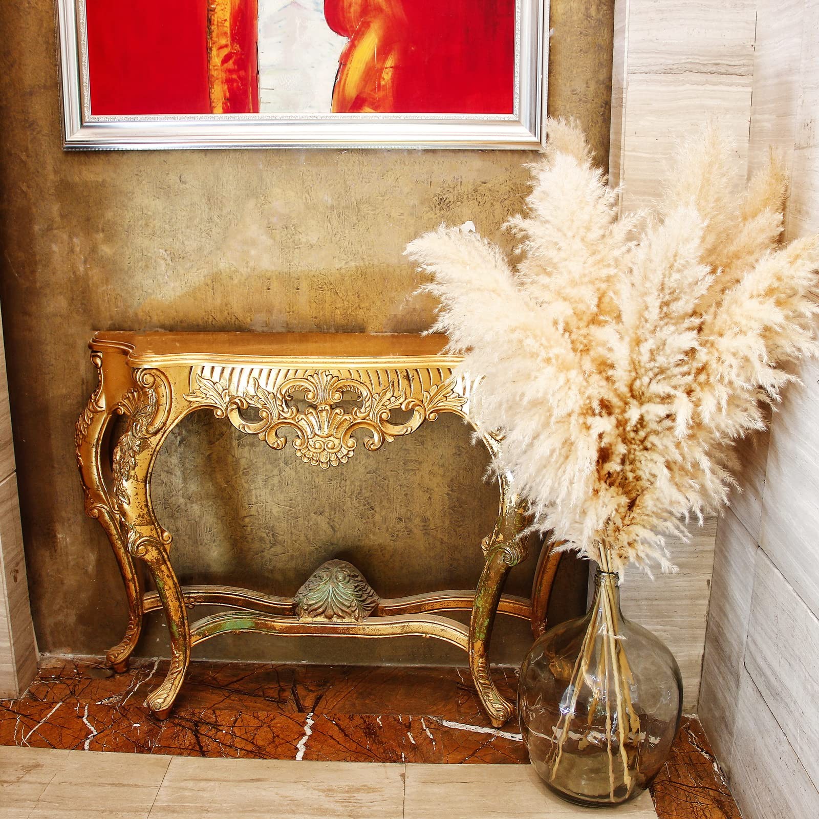 10PCS 46inch Beige Dried Pampas Grass Boho Decor for Weddings and Home Style