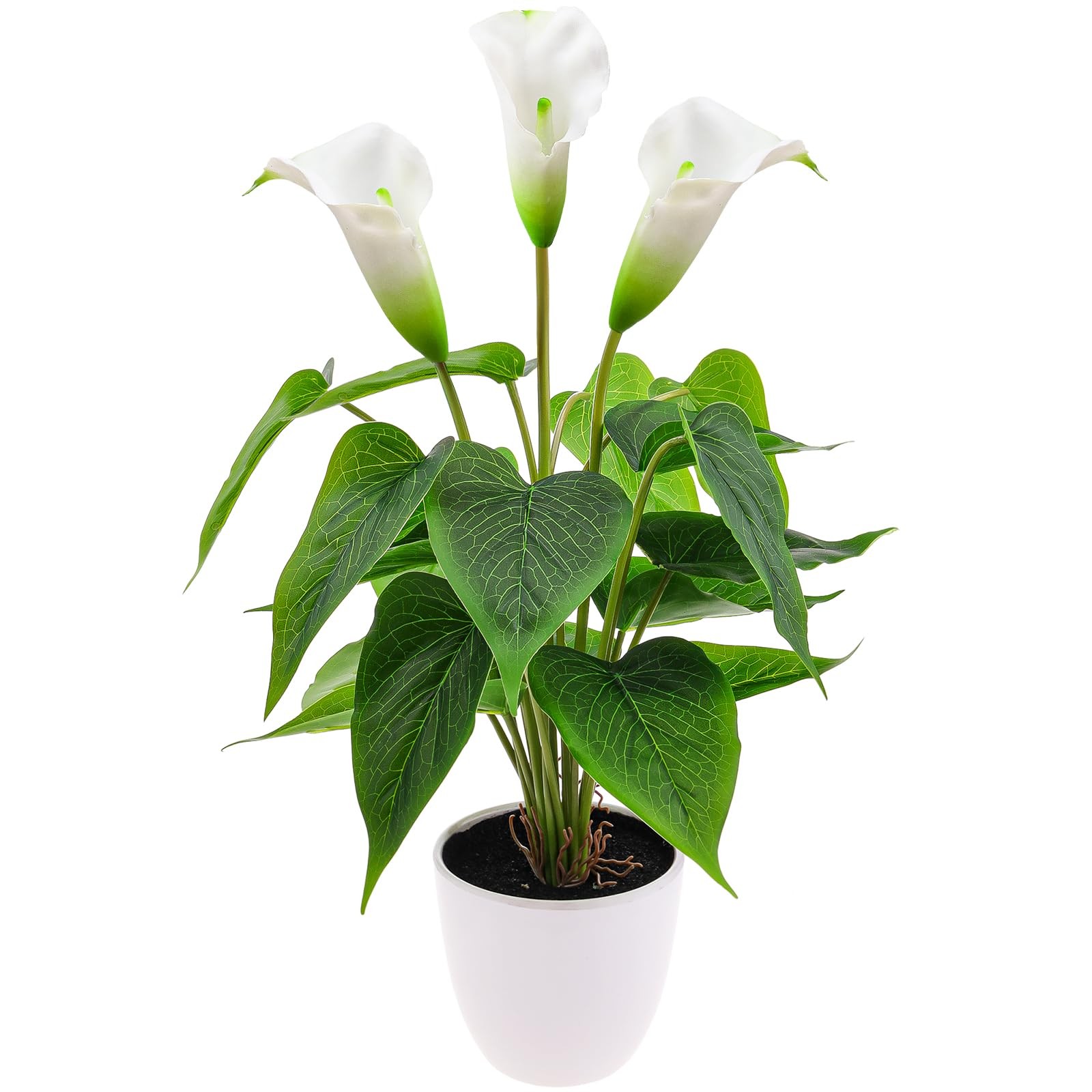 Artificial Flower Plants Calla Lily 16 Inch Fake Peace Lily Potted Plant Whit…