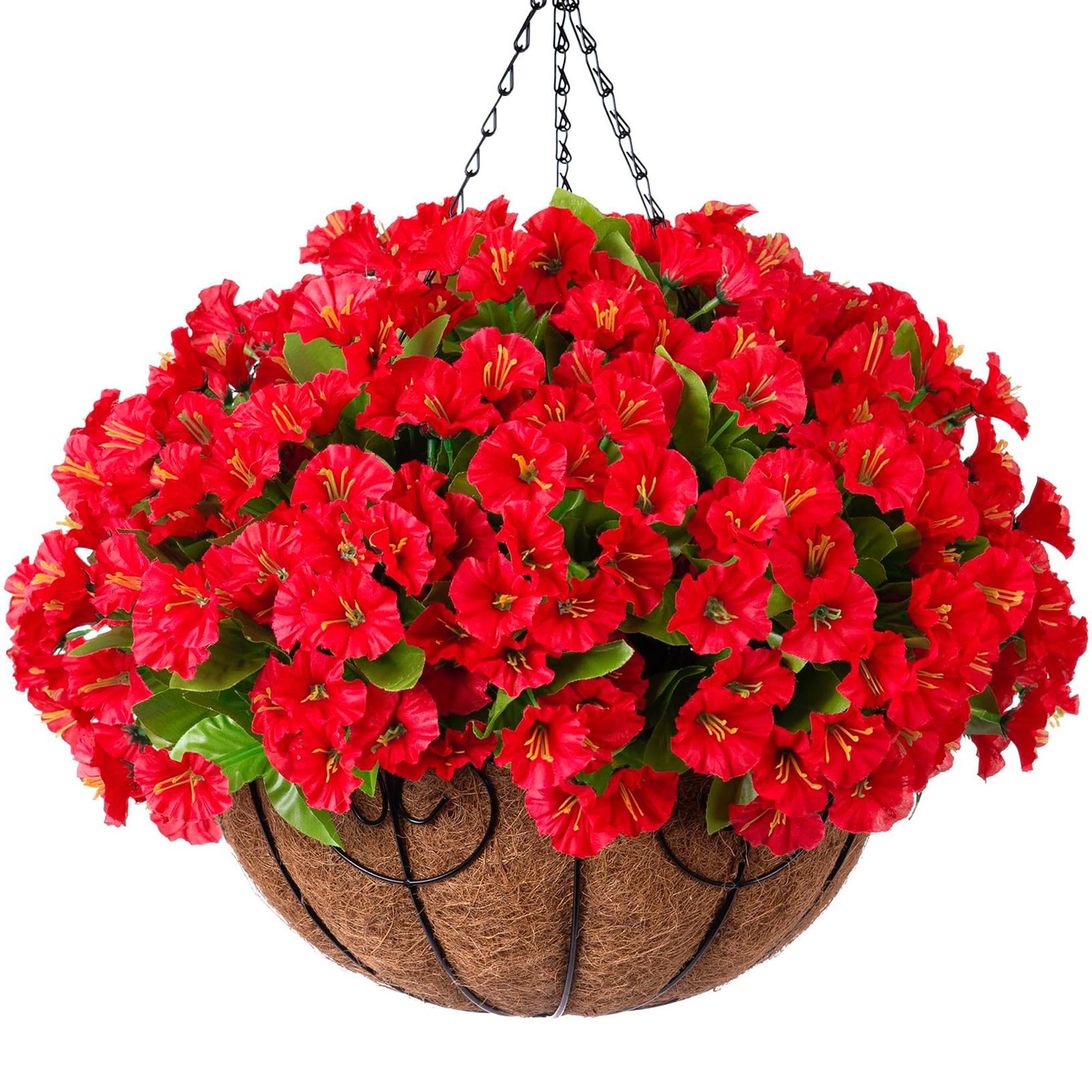 Artificial Hanging Flower Plants with Basket for Outdoor Decoration, Faux Pet…