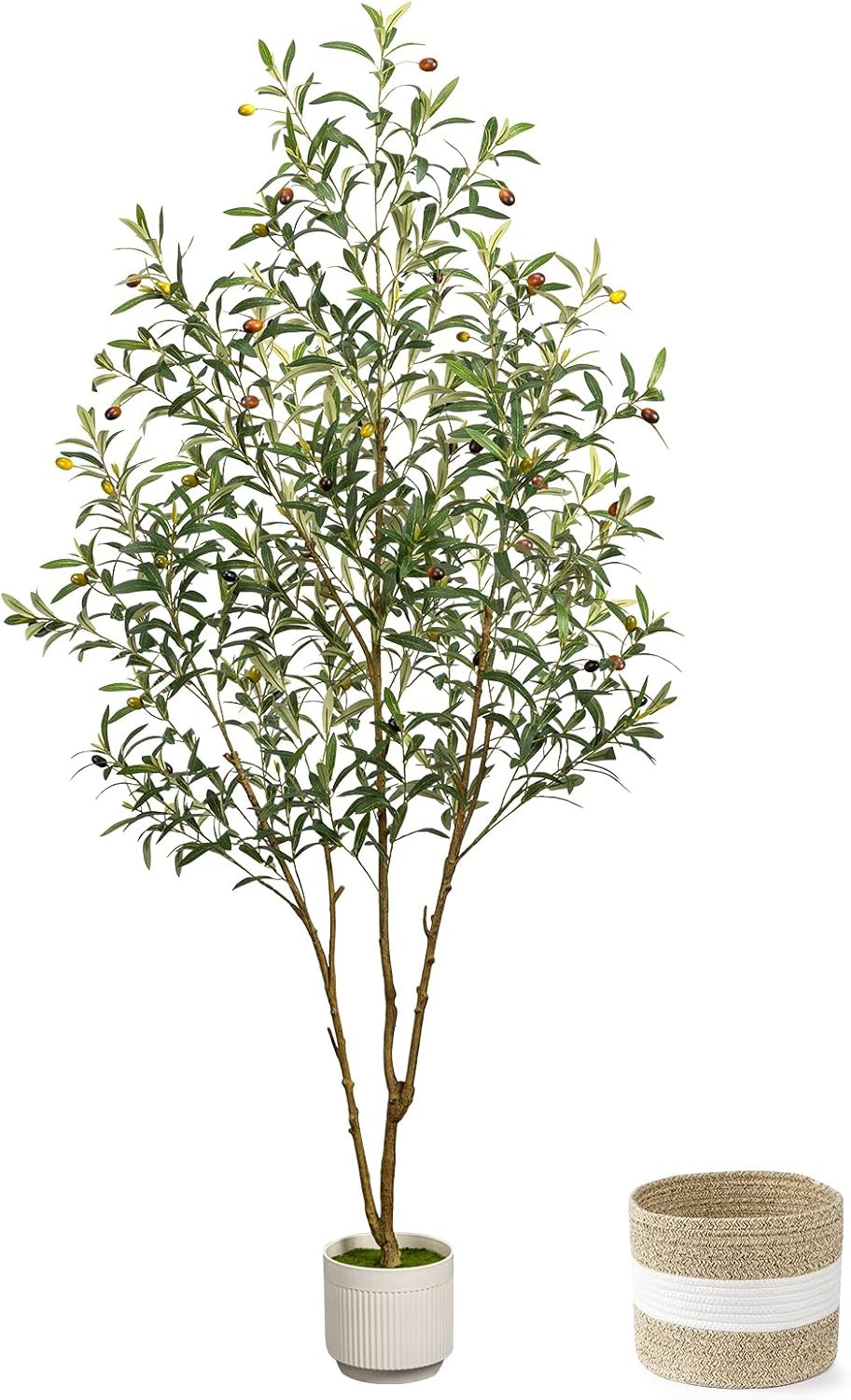 6FT Artificial Olive Tree with Planter – Realistic Faux Indoor Decor