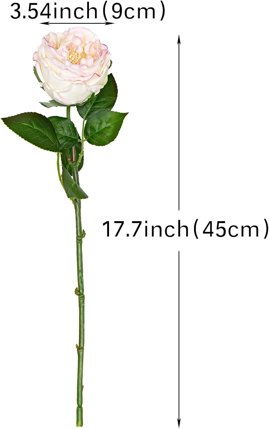 White Fake Flowers for Decoration 4pcs Real Touch Austin Rose Peony Latex