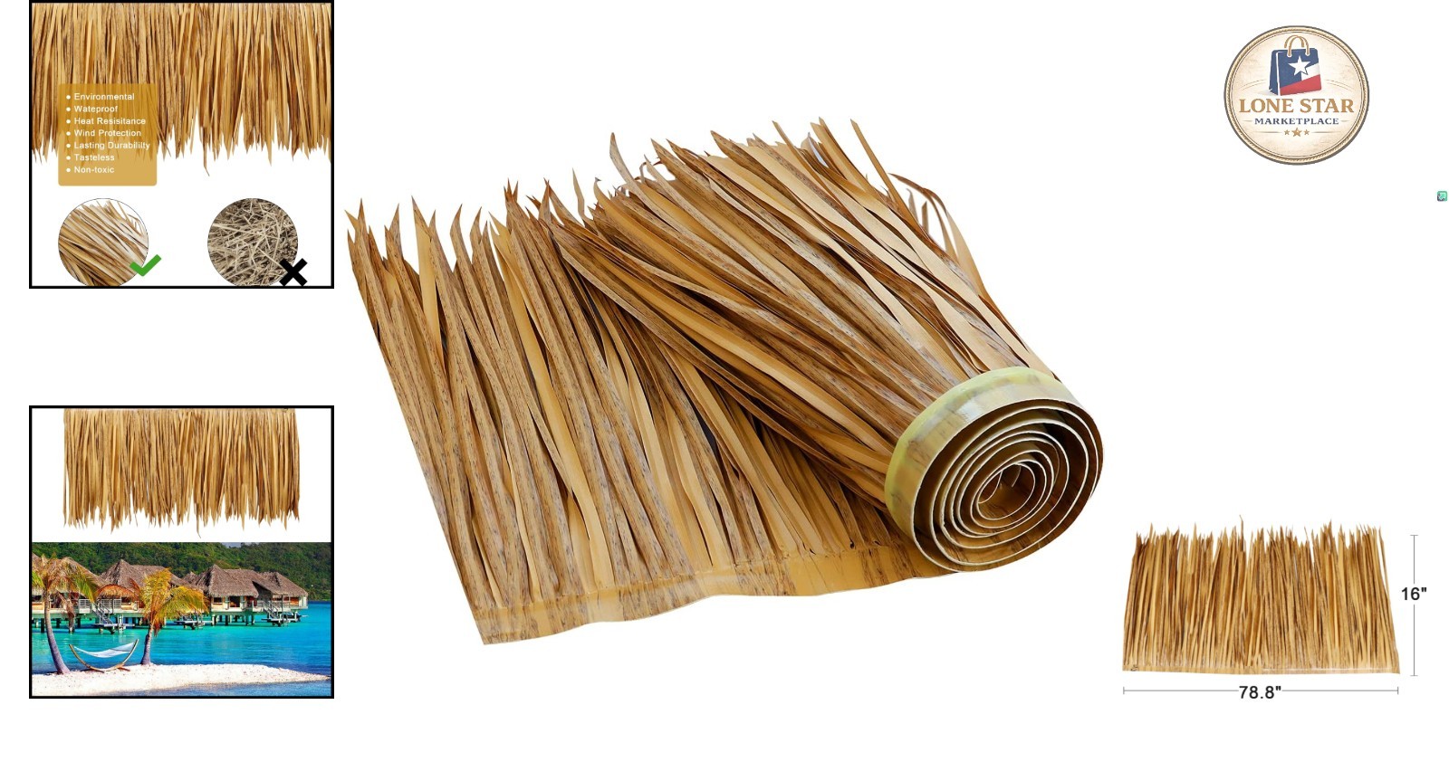 Versatile Waterproof Artificial Palm Thatch – 78.8″ Mexican Style for Garden