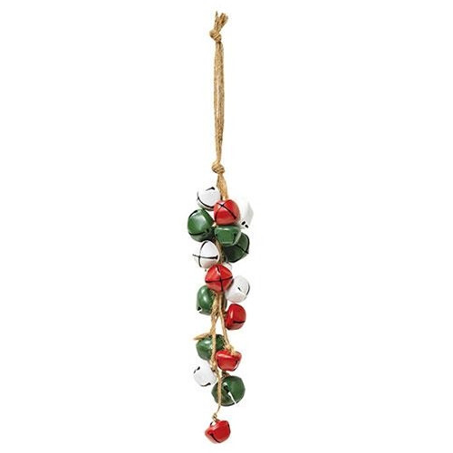 Small Red, Green and White Bell Ornament – Christmas Holiday Decor Package Tie