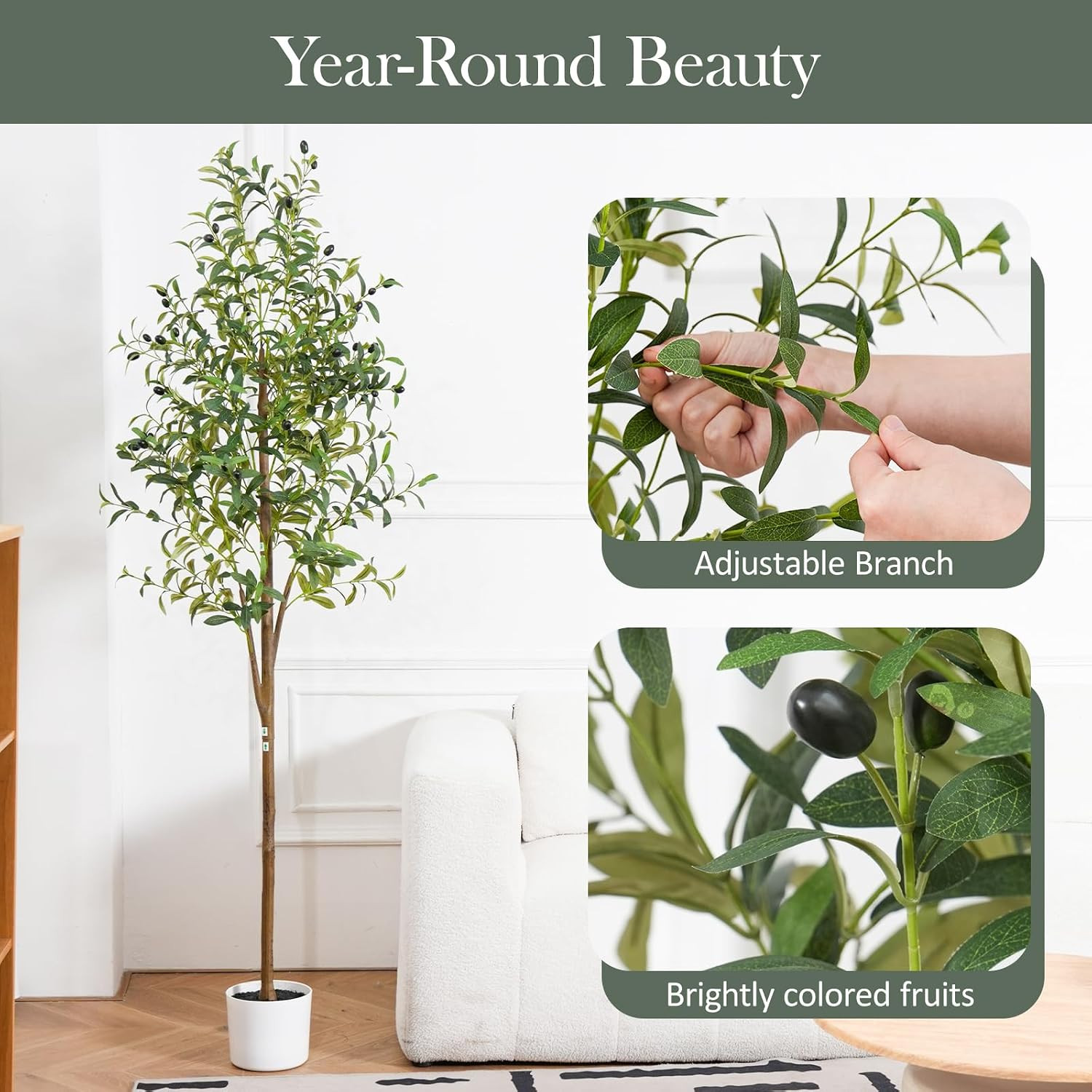 Olive Tree 6FT Fake Tree Faux Plants Indoor with Pot Artificial Tree Nearly Natu