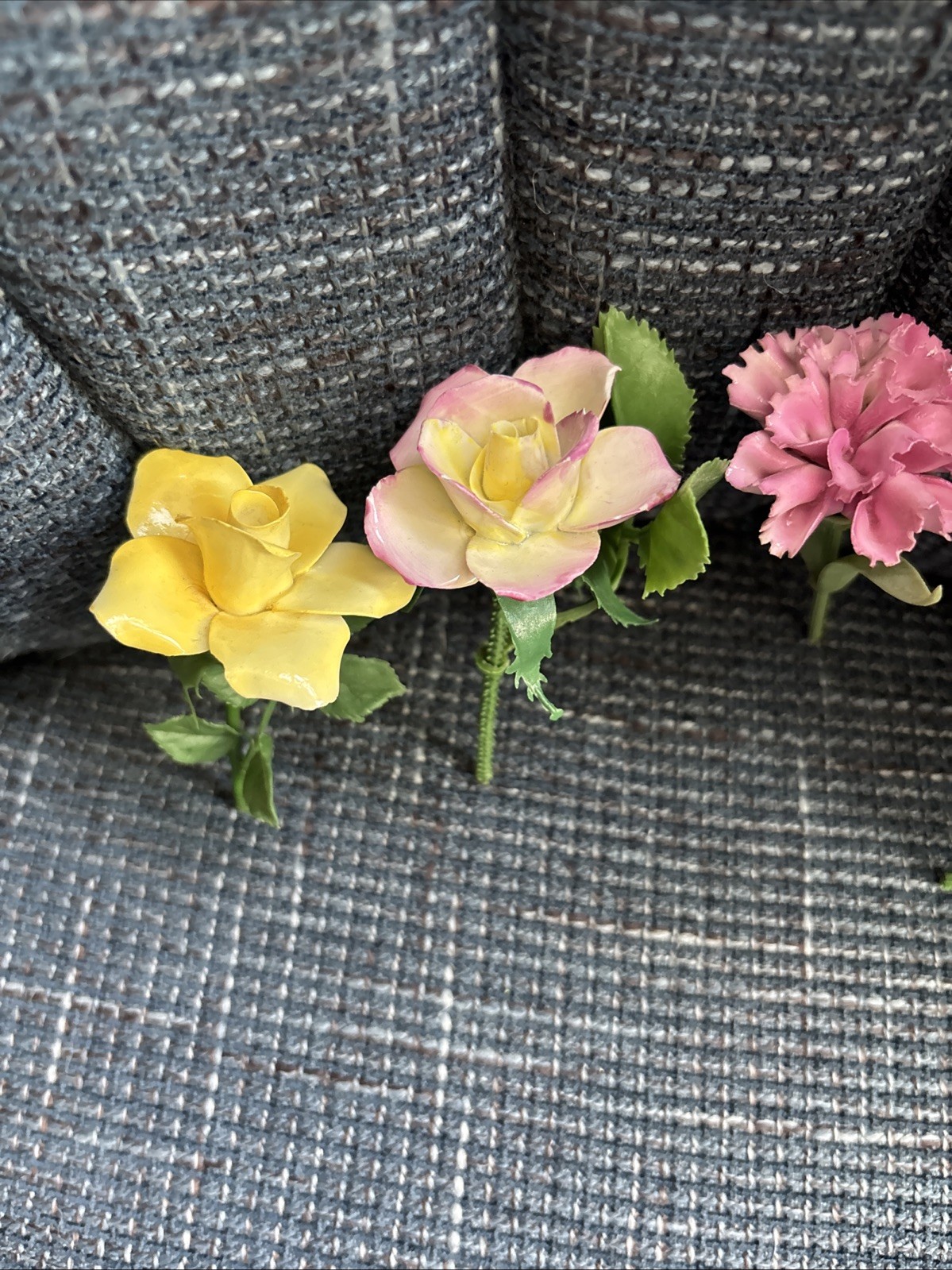 VTG Fine Bone China Flowers Crysanthemum & Yellow Rose Mixed Handmade Realistic