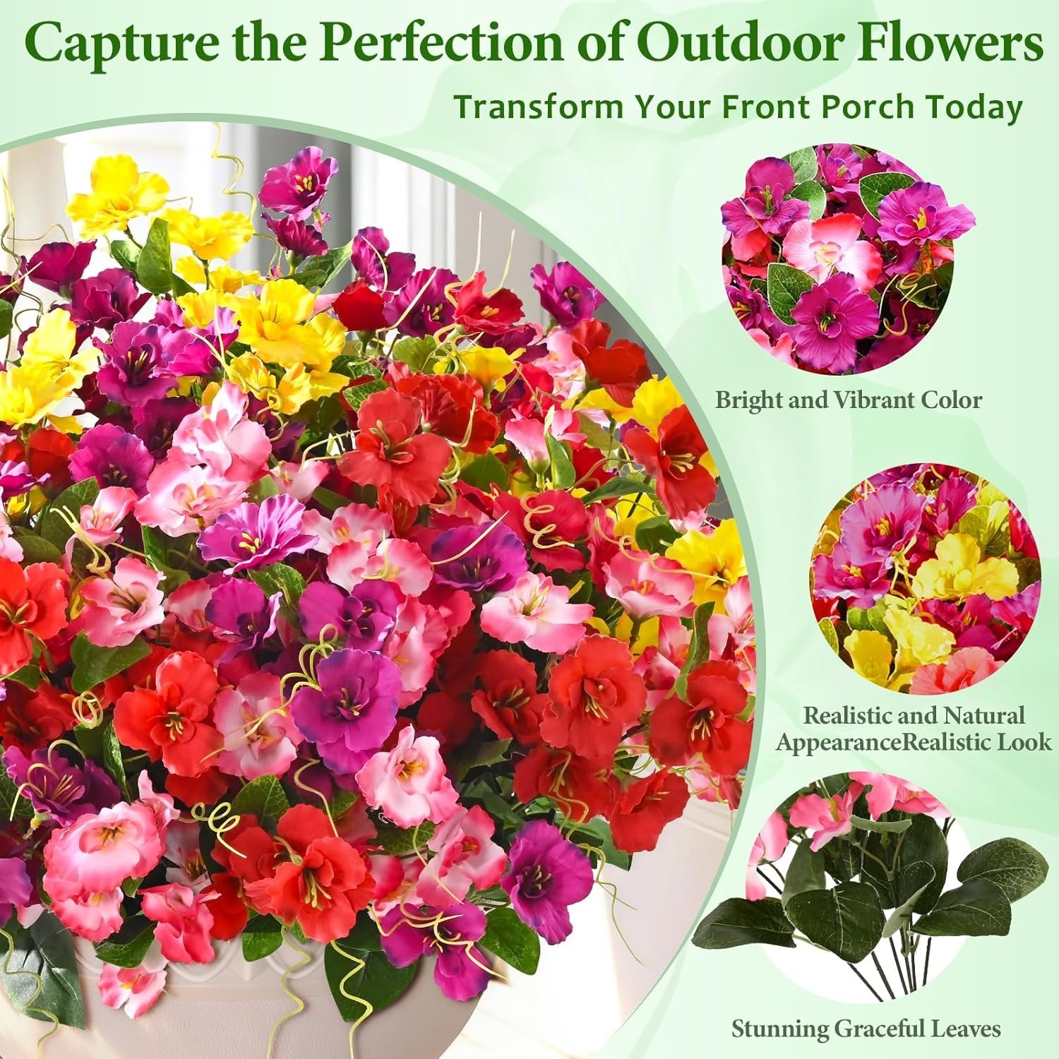 Fake Hibiscus Artificial Flowers, Outdoor, 6 Bundles, UV Resistant