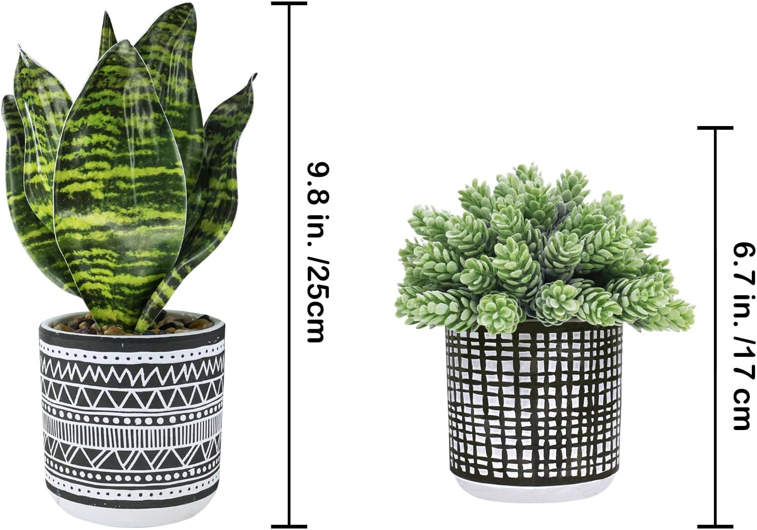 Winlyn 3 Pcs Small Potted Plants Artificial Succulents Hanging Plants and Faux T