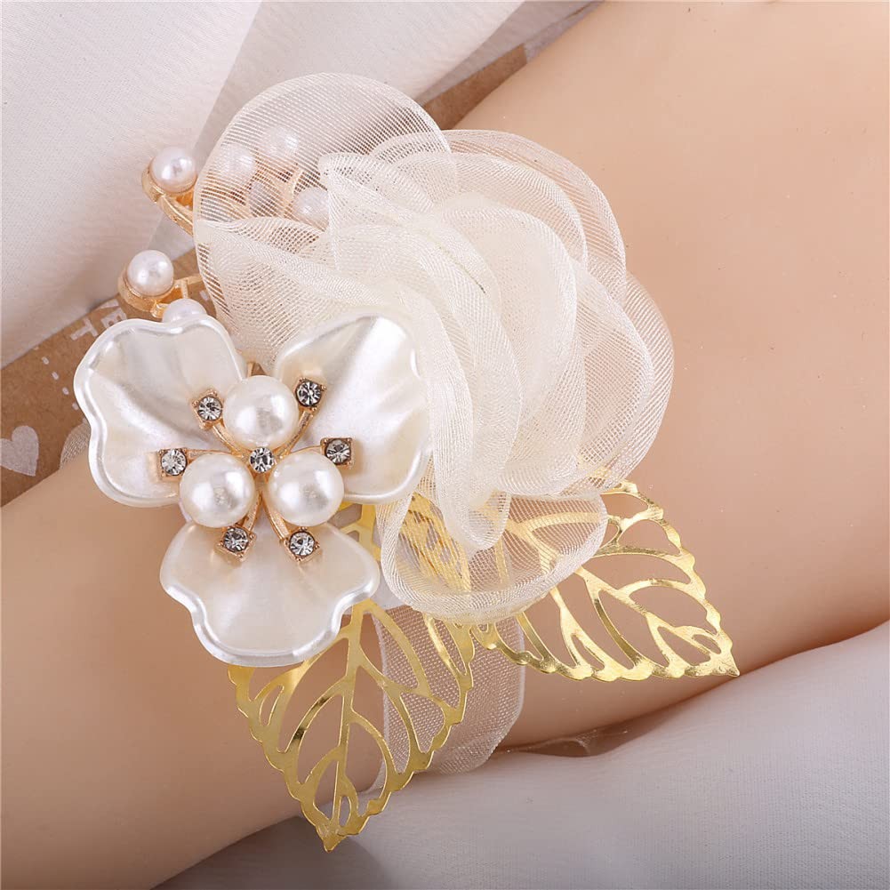 Ivory Boutonniere and Corsage Set for Groom Groomsmen Man Suit and Bride Brid…