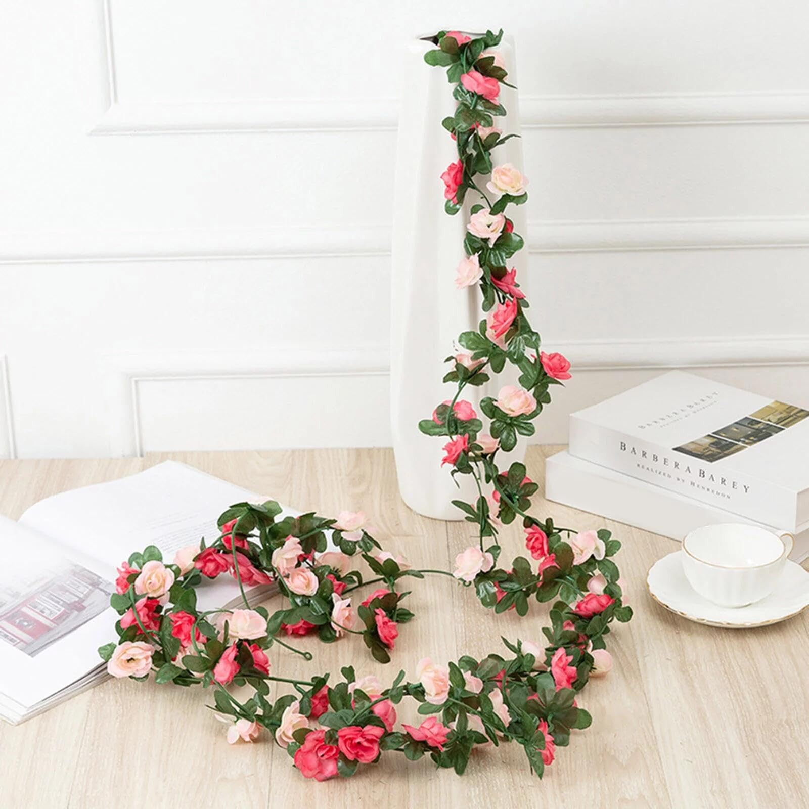 5Pcs 41Ft Flower Garland Artificial Rose Vines for Bedroom, Cute Fake Hanging…