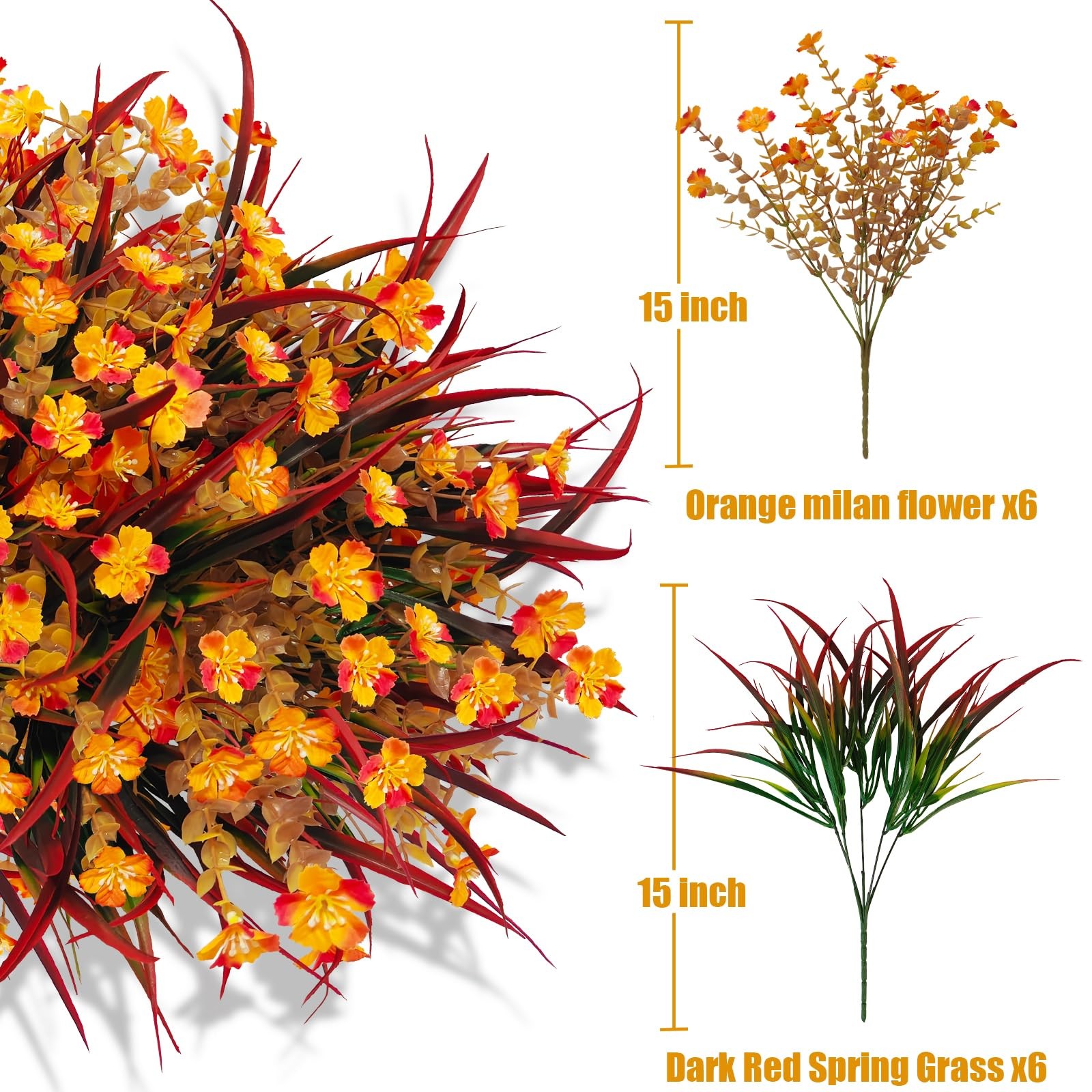 Artificial Fall Flowers Faux Mums, Autumn Outdoor Indoor Decor, Fake Daisy Pl…