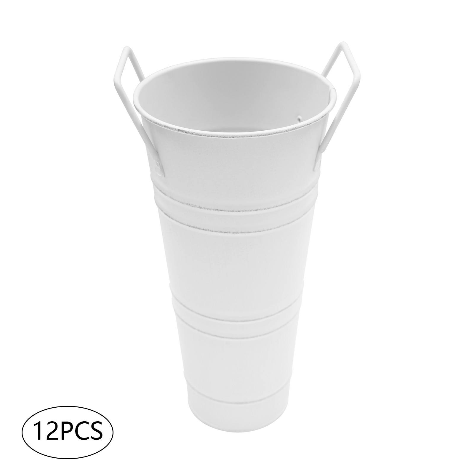 12 Pcs Flower Display Buckets White Metal Plant Pots Outdoor Garden Wedding