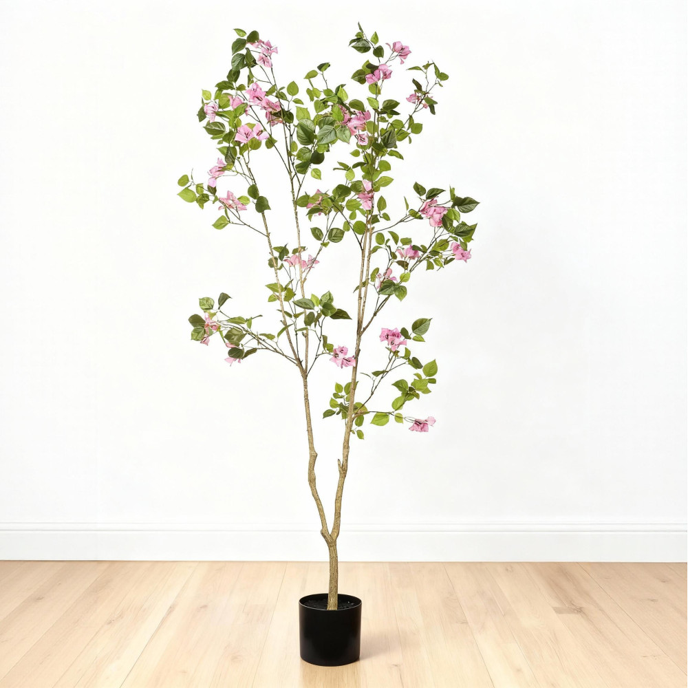 5FT Artificial Bougainvillea Tree with Black Plastic Pot Realistic Fake