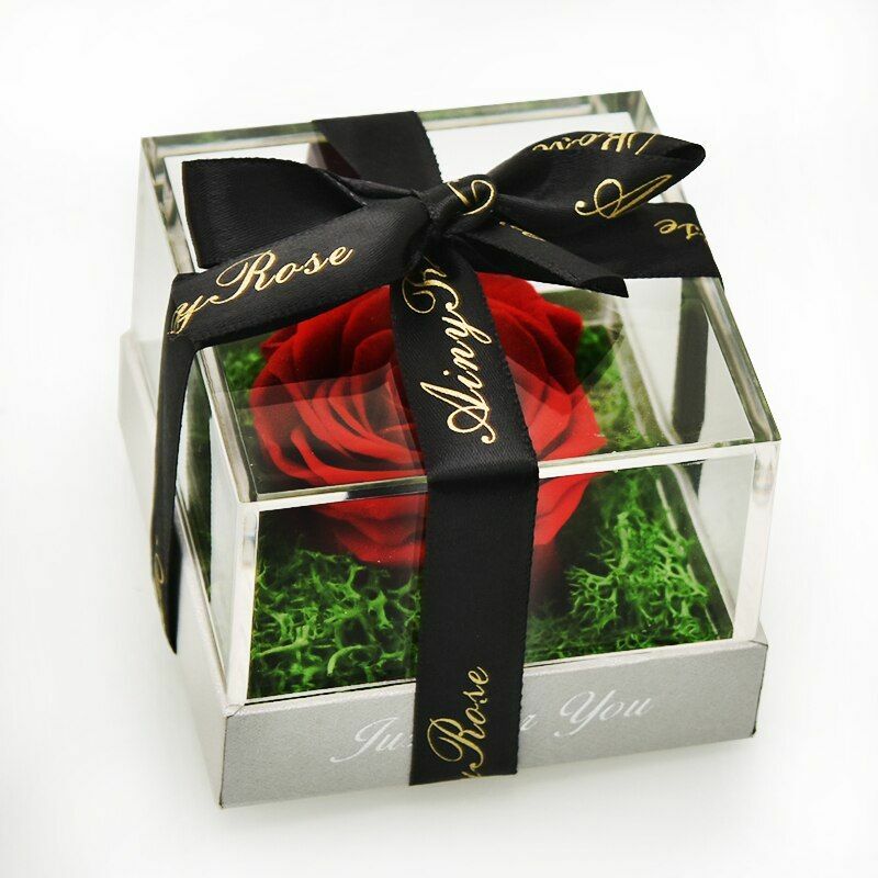Preserved Fresh Rose Flower Jewelry Box Birthday Wedding Valentine Gifts Womens