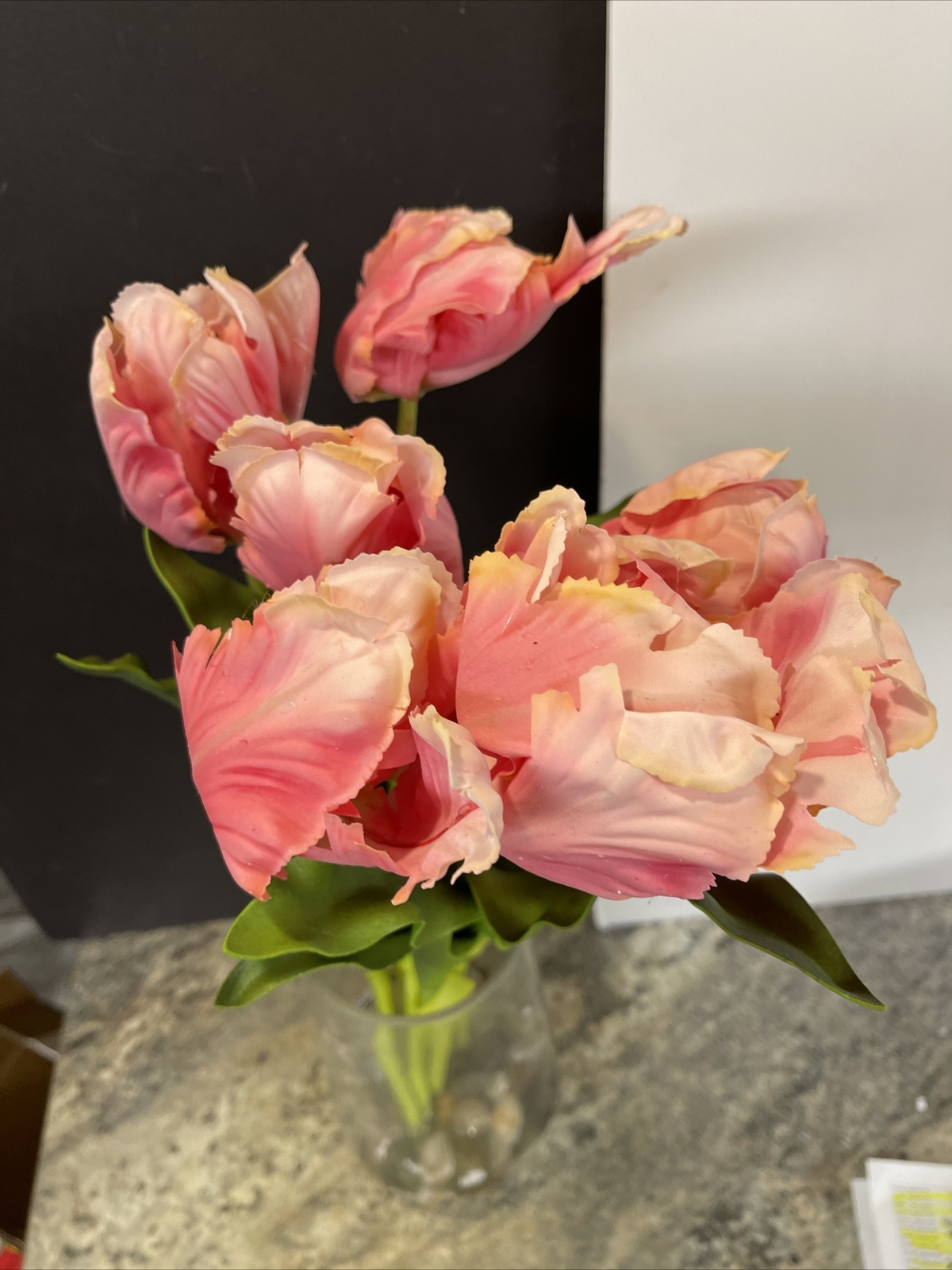 23” Real Touch Parrot Tulips Bouquet Water Vase Pink Flower Valerie Parr Hill